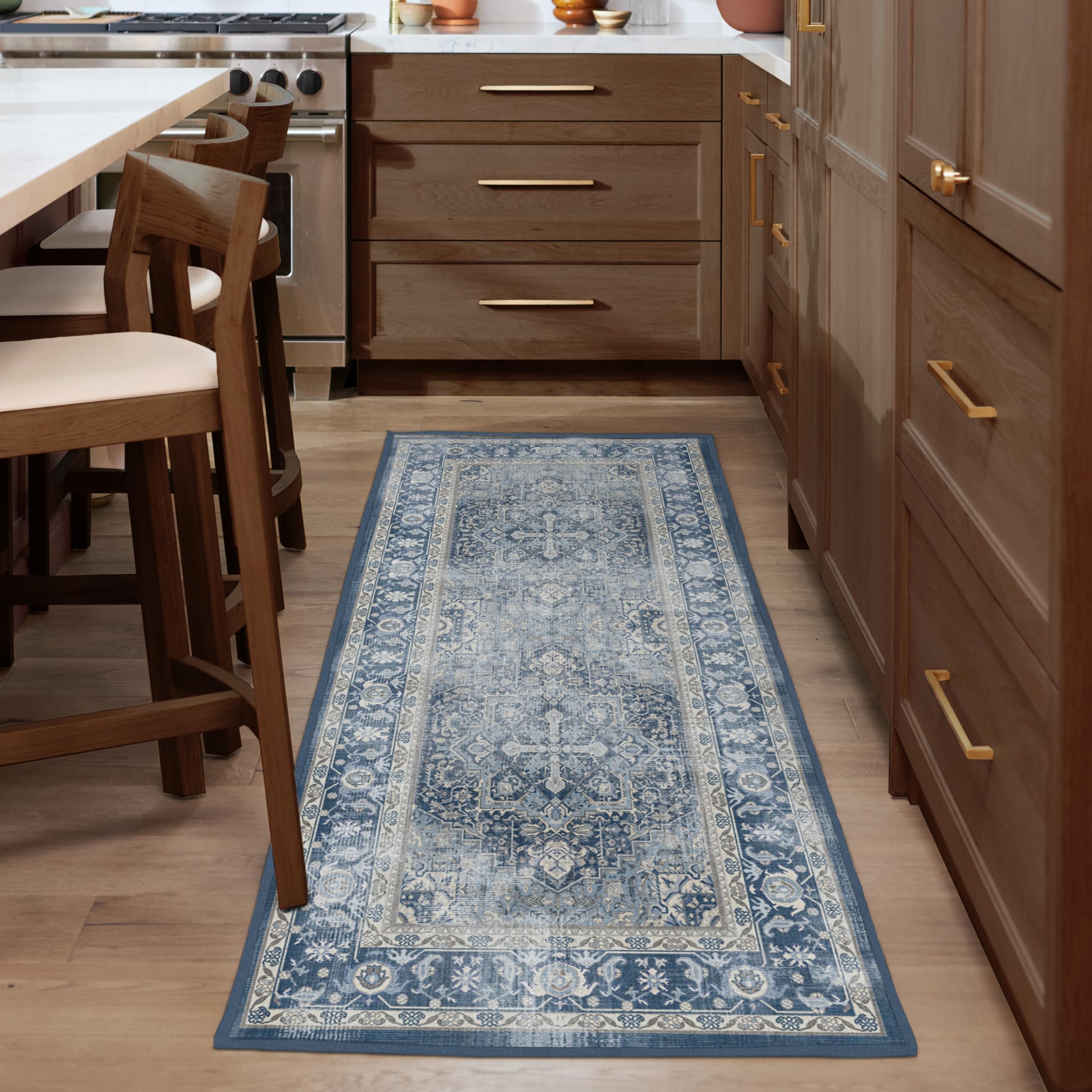 RUGGABLE Kamran Washable Rug - Perfect Vintage Area Rug for Living Room Bedroom Kitchen - Pet & Child Friendly - Stain & Water Resistant - Hazel 5&