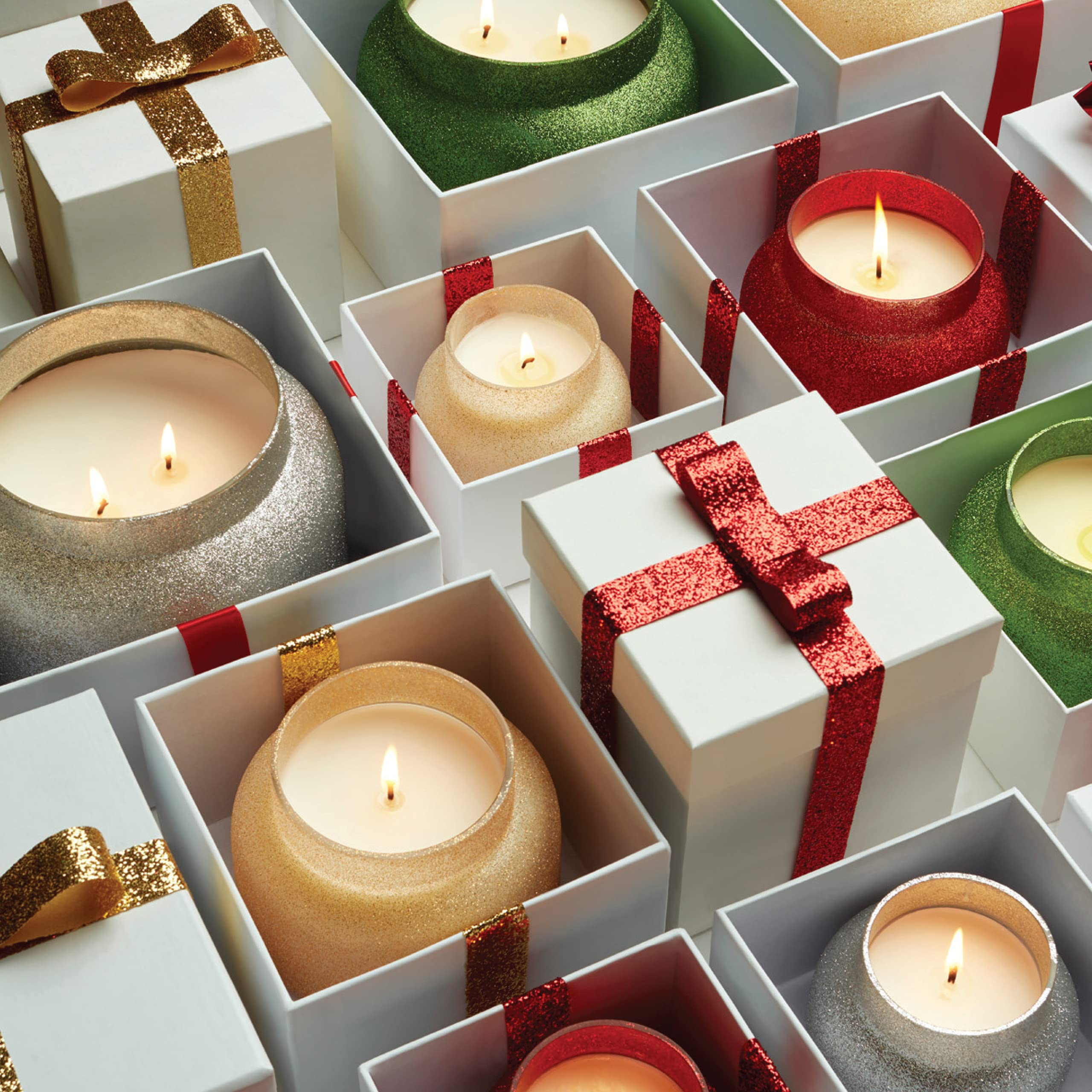 Capri Blue Tinsel & Spice Holiday Candle - Signature Glam Jar Candle - Juniper Berry, Cinnamon & Vanilla Scented Candles - Soy Wax Blend - Christmas Decor - Maroon Glitter Candle Holder (19 oz)