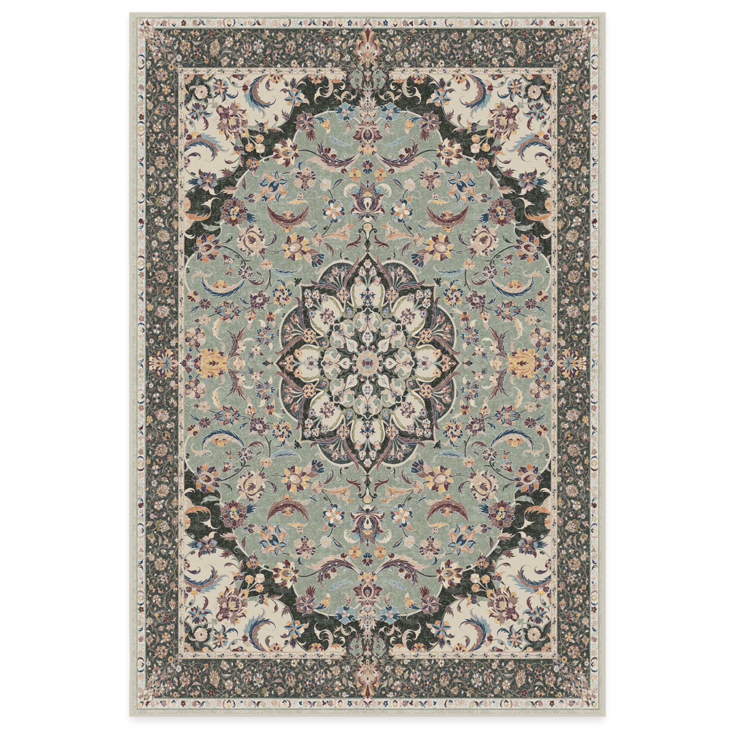 RUGGABLE Sima Washable Rug - Perfect Vintage Area Rug for Living Room Bedroom Kitchen - Pet & Child Friendly - Stain & Water Resistant - Royal Blue 2&