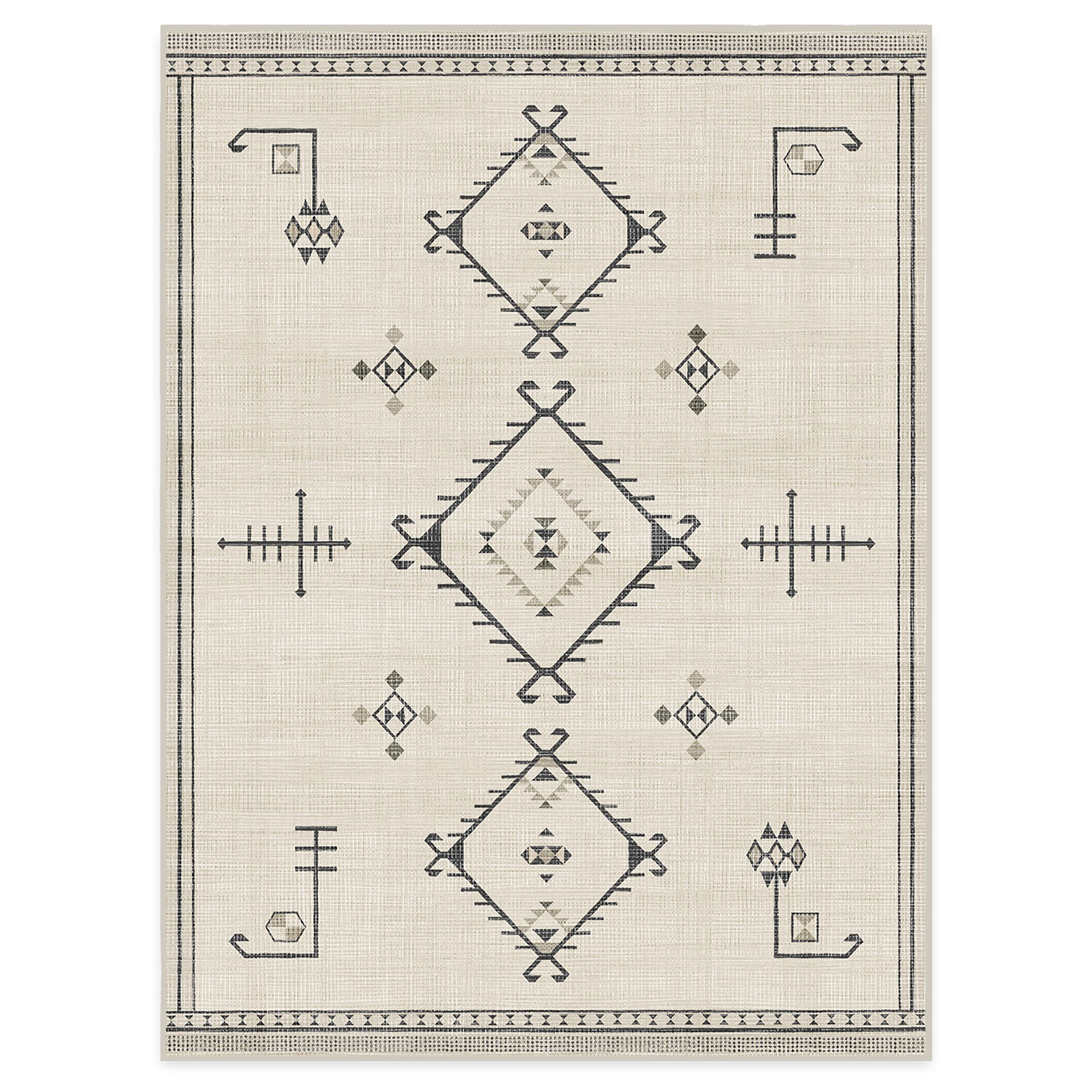 RUGGABLE Damali Runner Rug - Perfect Boho Washable Rug for Entryway Hallway Kitchen - Pet & Child Friendly - Non-Toxic - Stain & Water Resistant - Black & White 2.5&