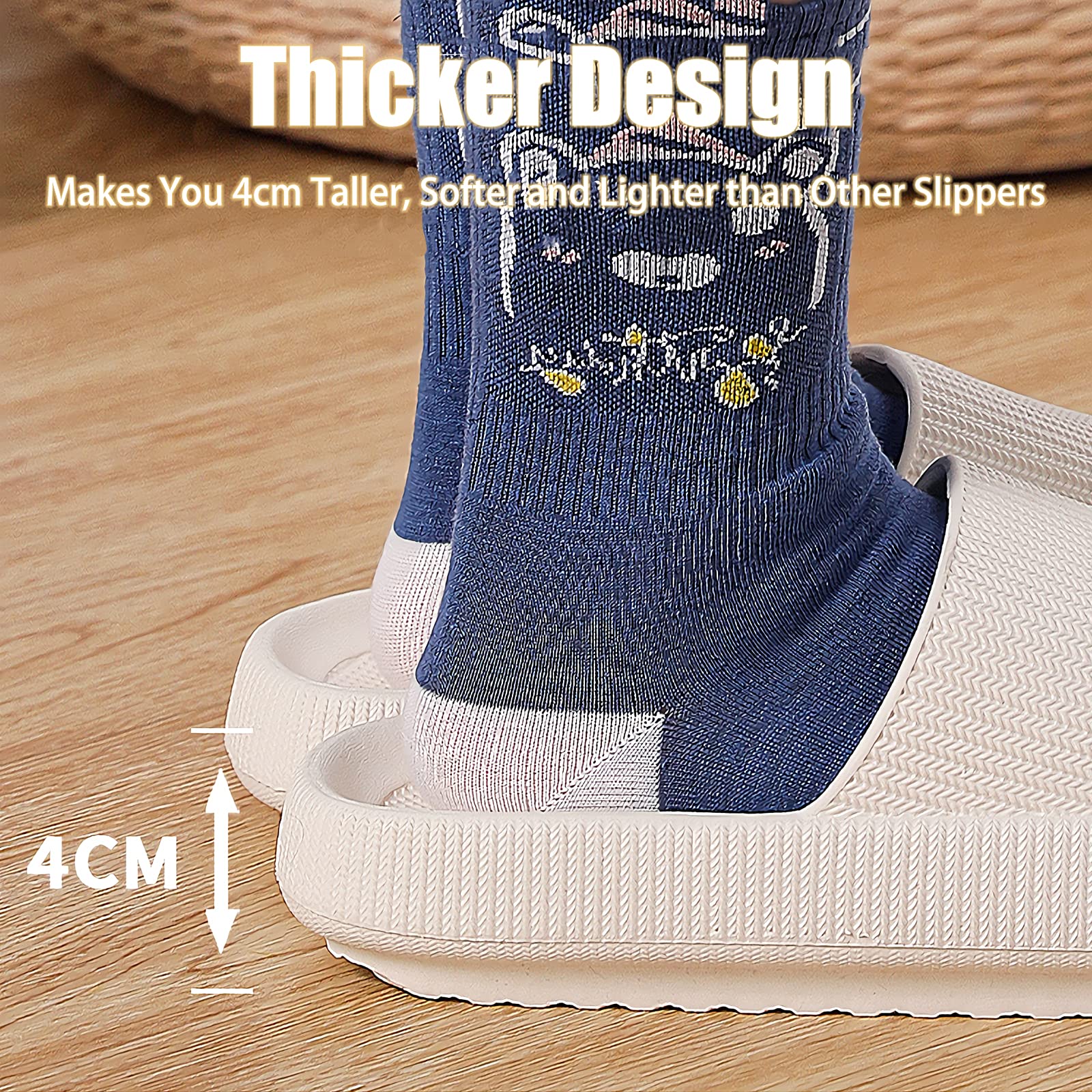 rosyclo Cloud Slippers for Women and Men, Pillow House Slippers Shower Shoes Indoor Slides Bathroom Sandals, Ultimate Comfort, Lightweight, Thick Sole, Non-Slip, Easy to Clean