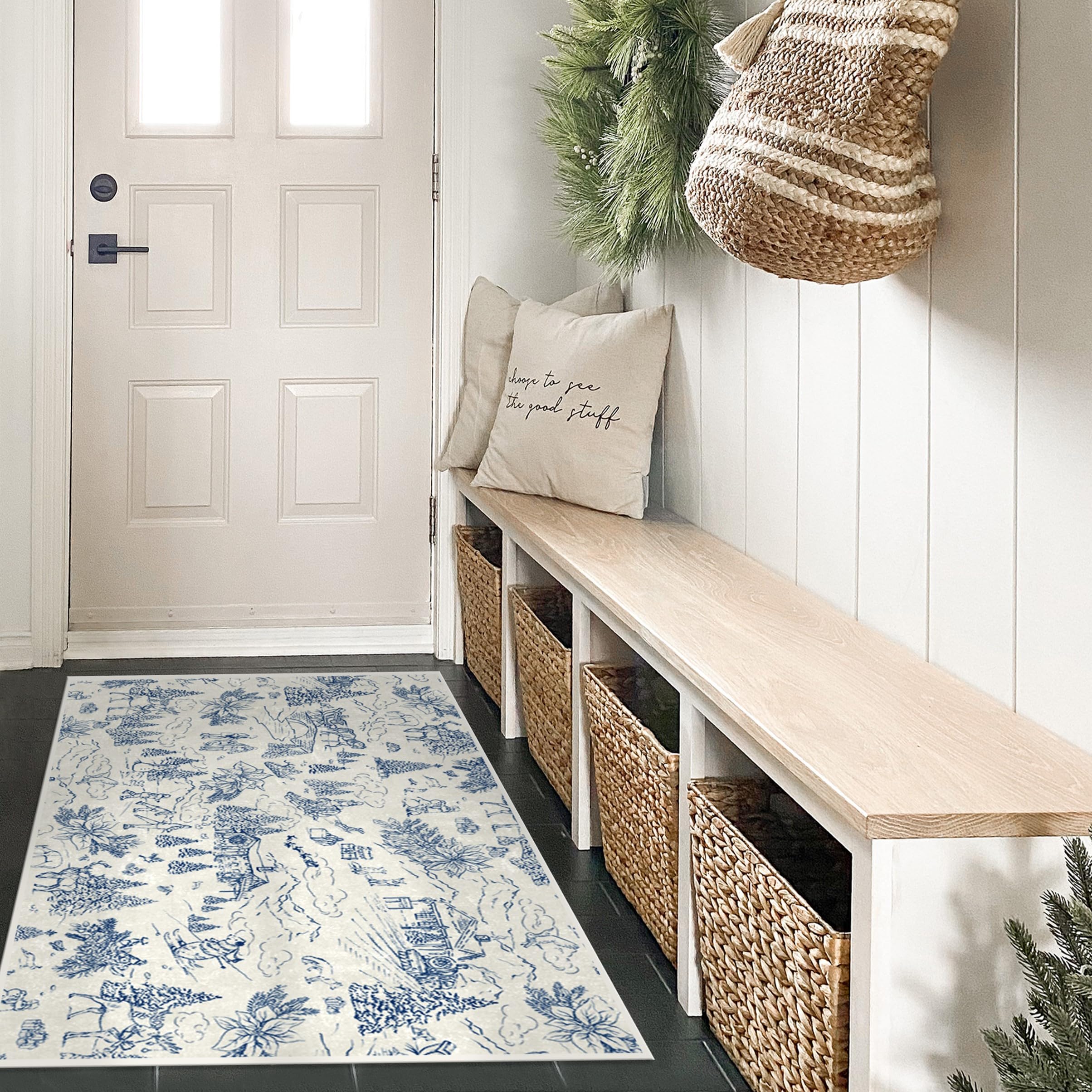 RUGGABLE Winter Plaid Washable Rug - Perfect Holiday Area Rug for Living Room Bedroom Kitchen - Pet & Child Friendly - Stain & Water Resistant - Dress Stewart Tartan Plaid 3&