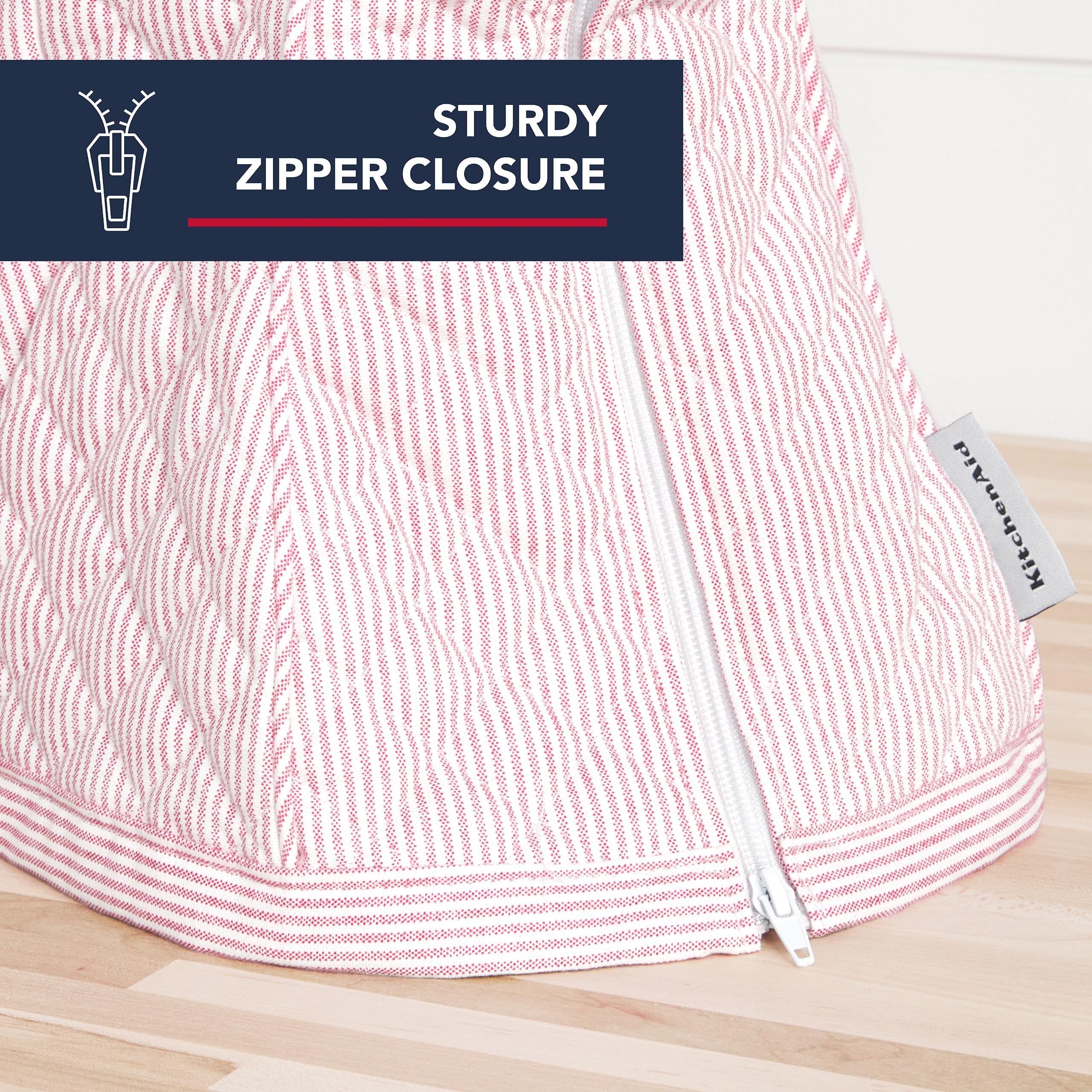 KITCHENAID Fitted Tilt-Head Solid Stand Mixer Cover with Storage Pocket, Quilted 100% Cotton, Milkshake, 14.4"x18"x10"