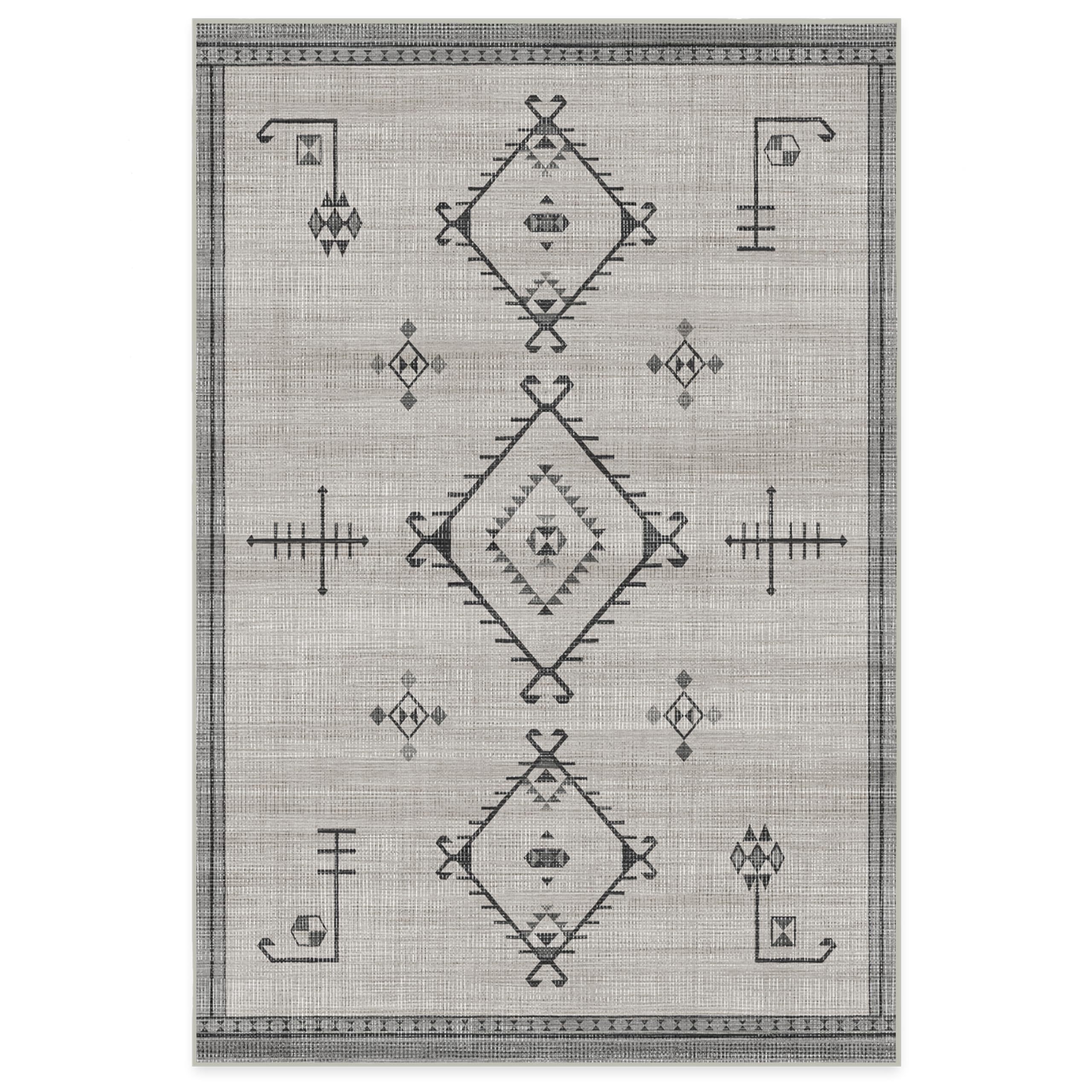 RUGGABLE Damali Runner Rug - Perfect Boho Washable Rug for Entryway Hallway Kitchen - Pet & Child Friendly - Non-Toxic - Stain & Water Resistant - Black & White 2.5&