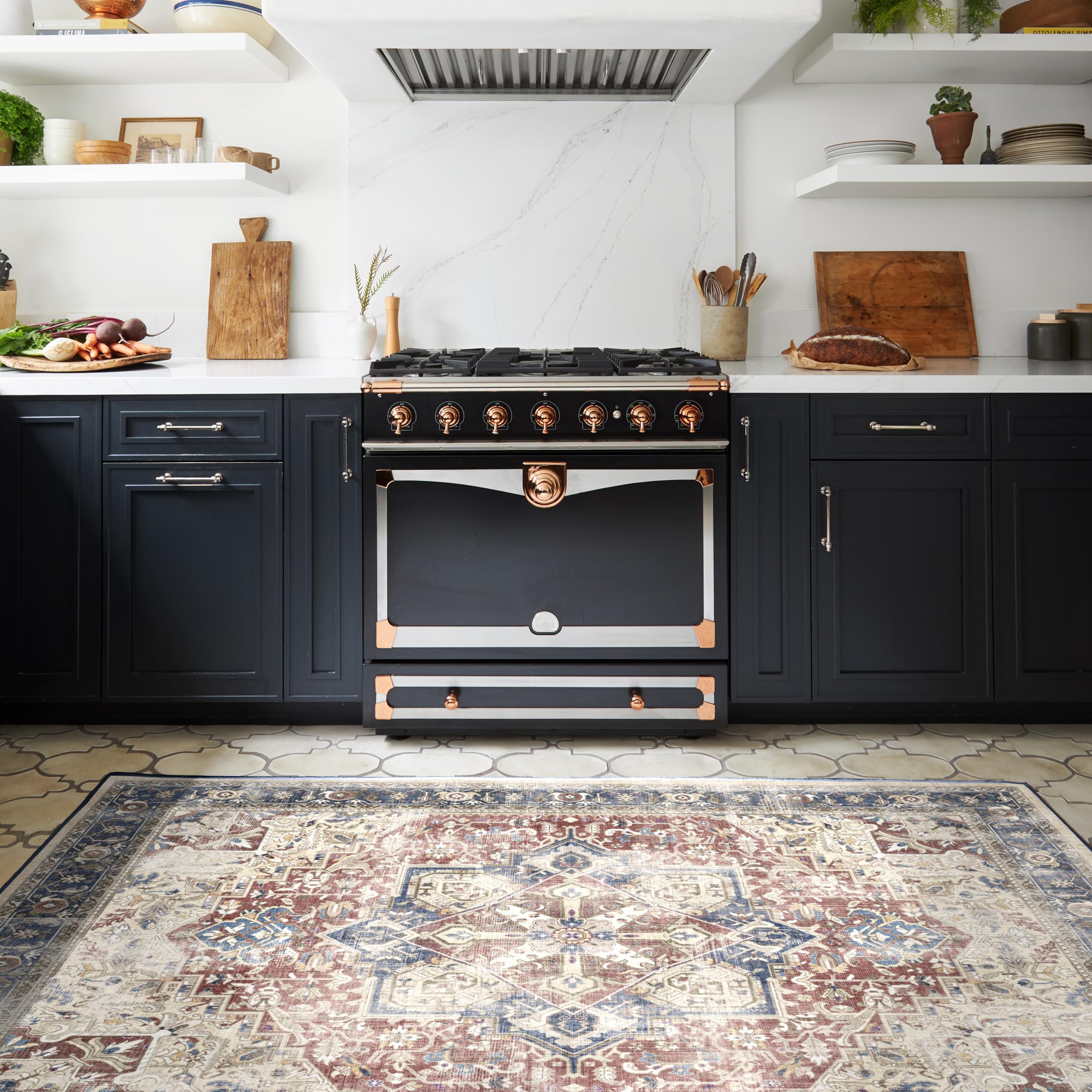 RUGGABLE Kamran Washable Rug - Perfect Vintage Area Rug for Living Room Bedroom Kitchen - Pet & Child Friendly - Stain & Water Resistant - Hazel 5&