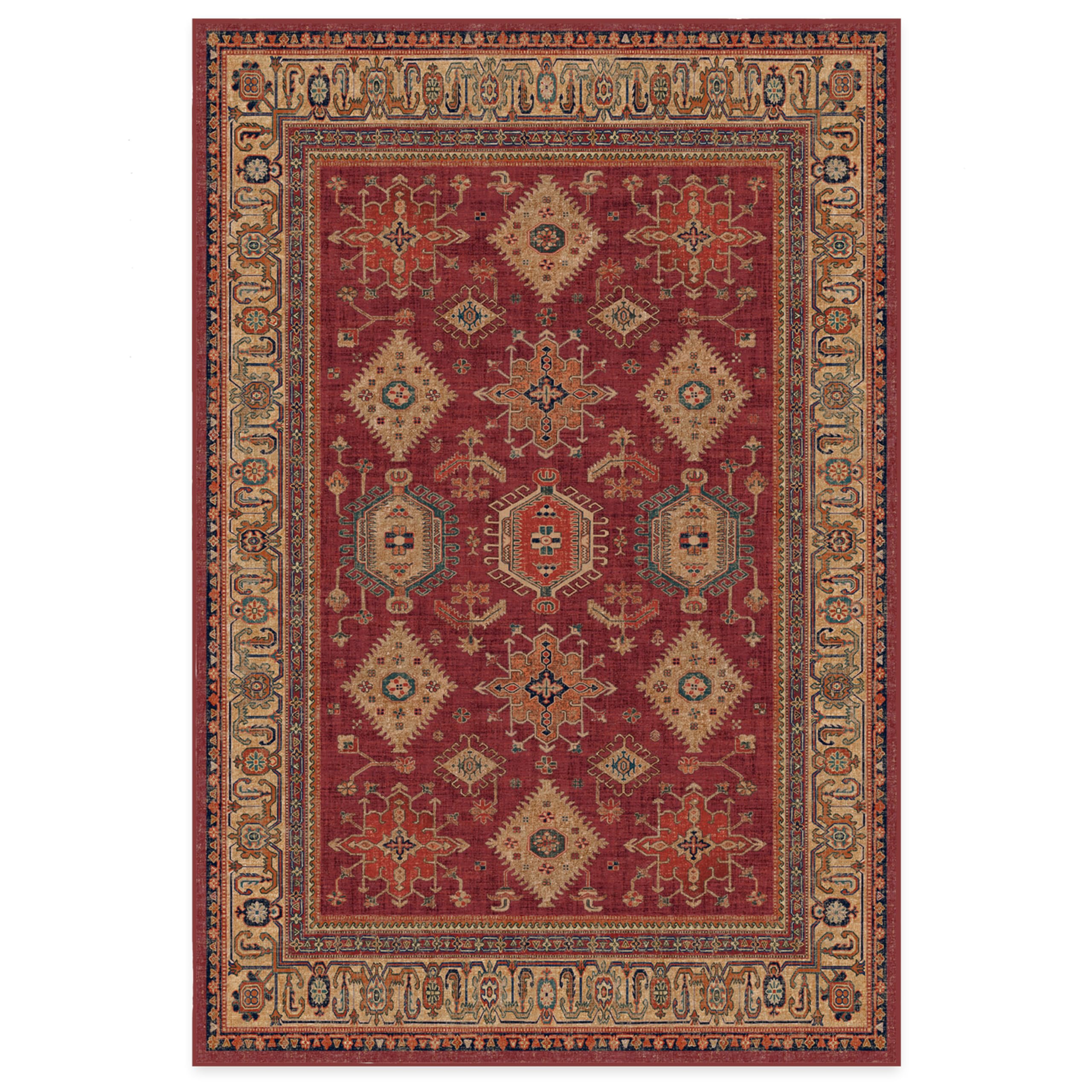 RUGGABLE – Cambria Ruby – Machine Washable Runner Rug – Pet & Child Friendly – Stain & Water Resistant – Non-Slip – 2.5&