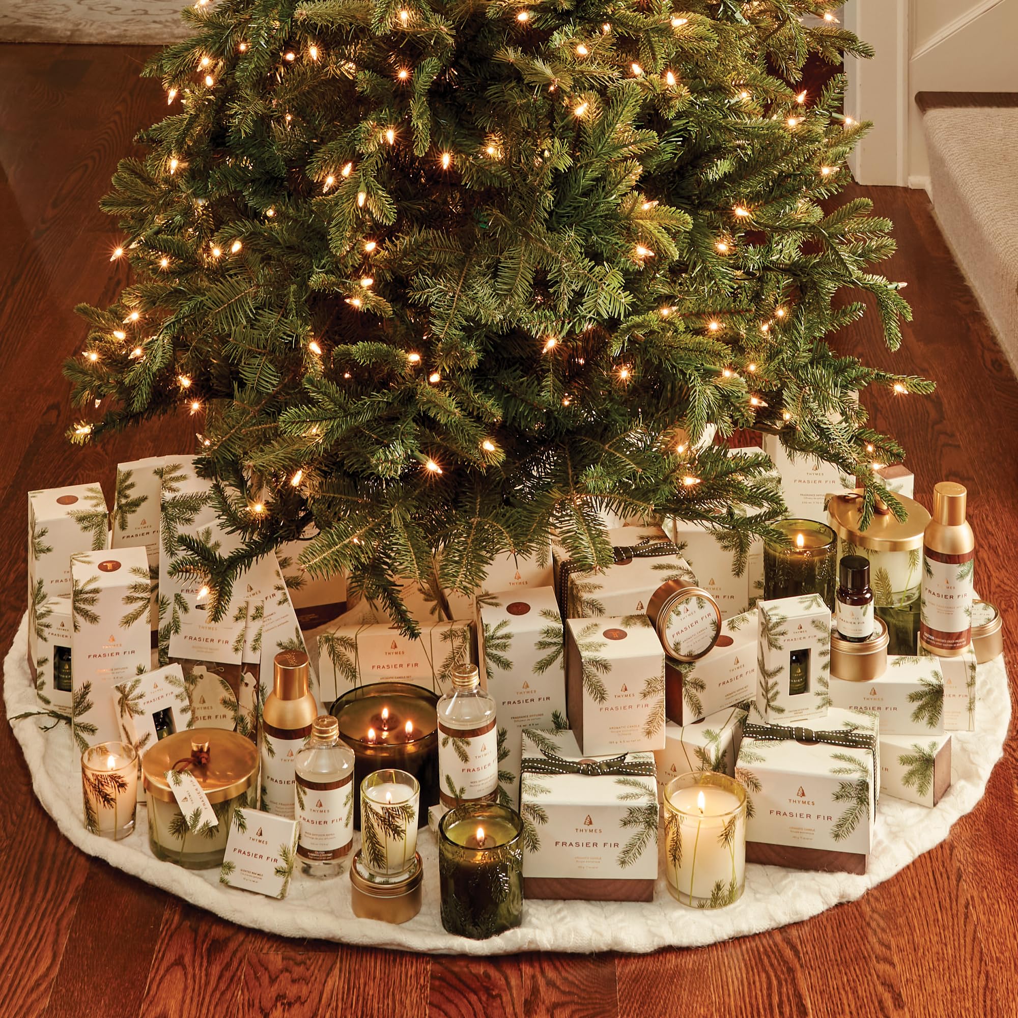 Thymes Frasier Fir Diffuser - Pine Needle Design - Home Fragrance Diffuser Set Includes Reed Diffuser Sticks, Fragrance Oil, and Glass Bottle Oil Diffuser - Aromatherapy Diffuser (7.75 fl oz)