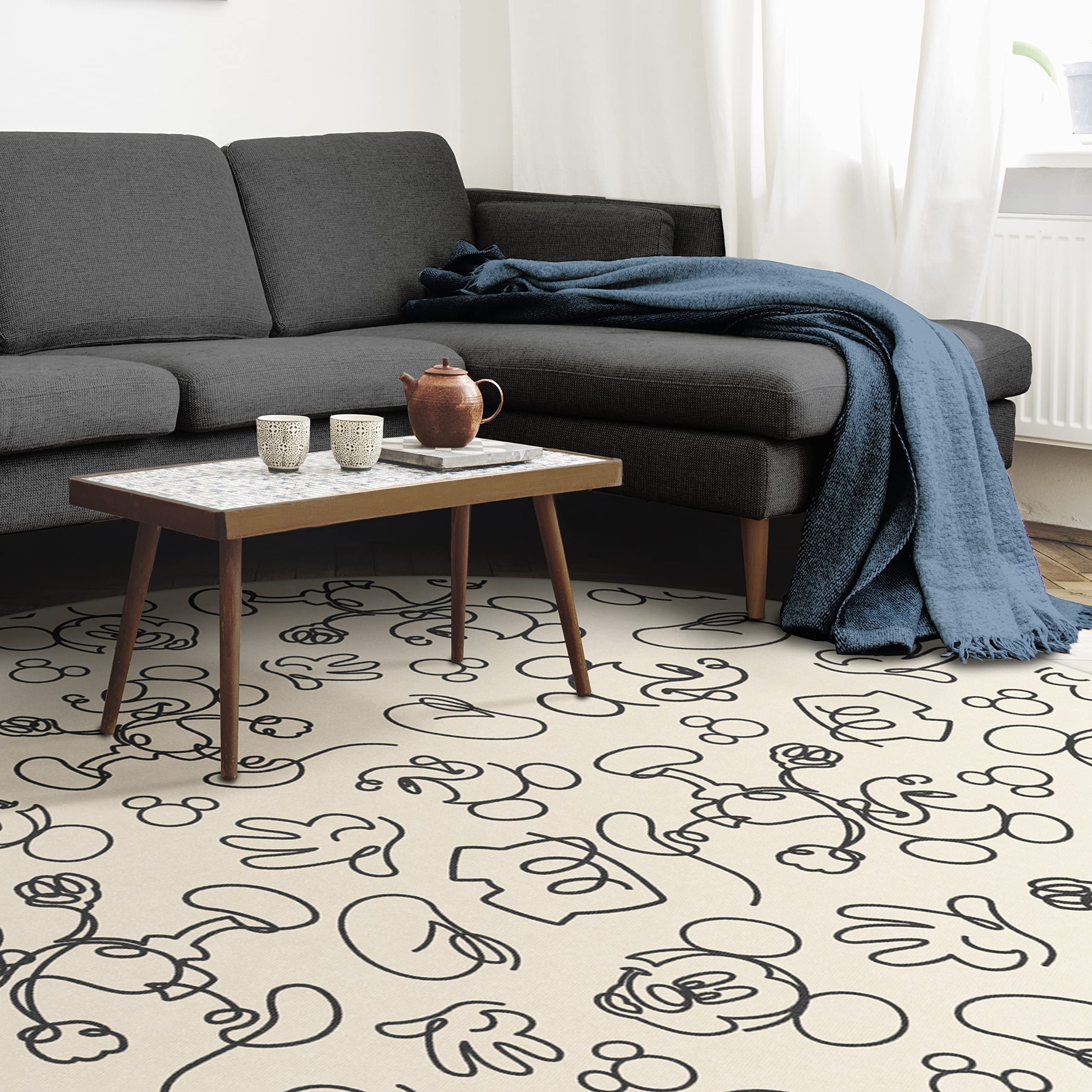 RUGGABLE Disney Classic Minnie Mouse Washable Rug - Perfect Area Rug for Nursery Playroom Kids Room - Pet & Child Friendly - Stain & Water Resistant - Trellis Pink 5&