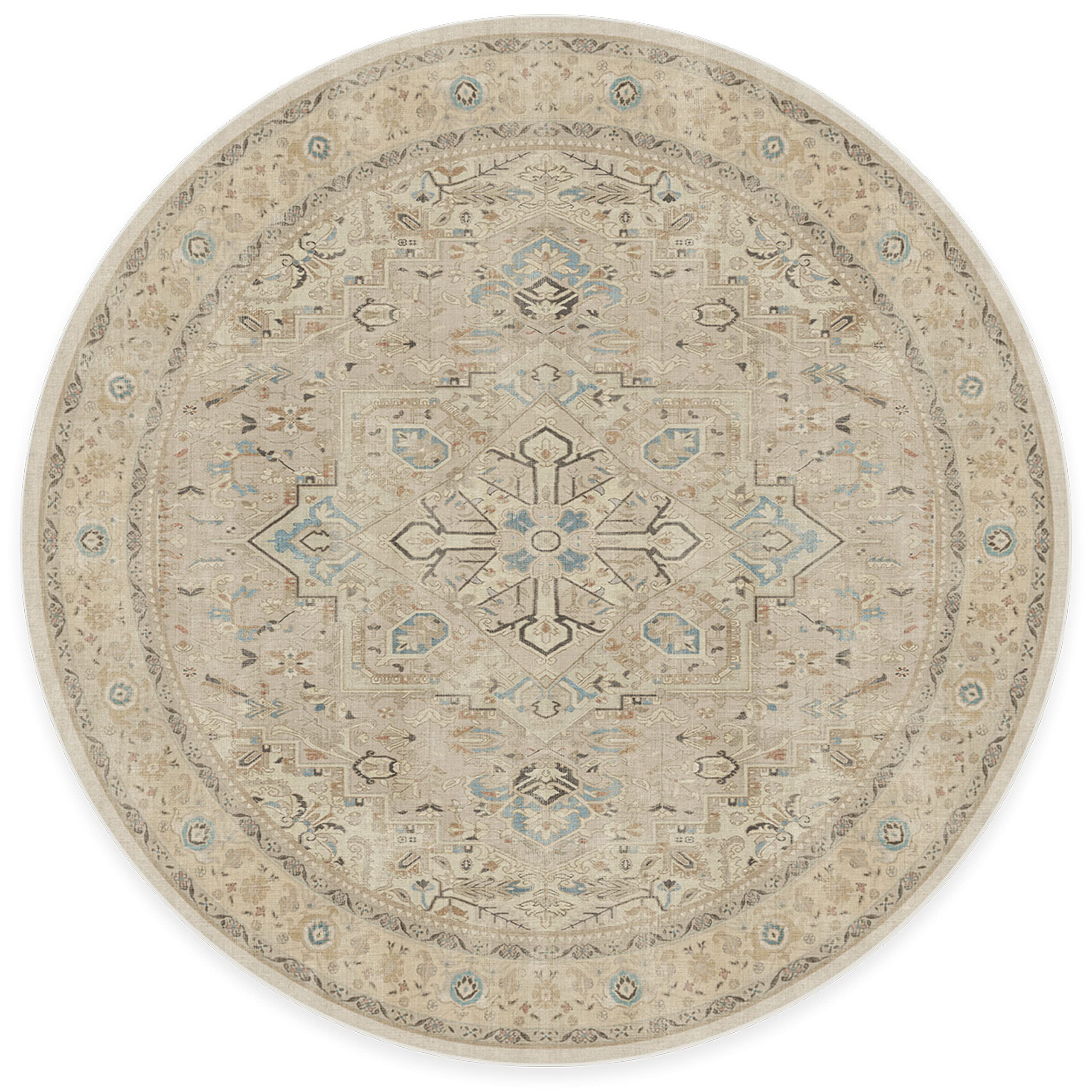 RUGGABLE Kamran Washable Rug - Perfect Vintage Area Rug for Living Room Bedroom Kitchen - Pet & Child Friendly - Stain & Water Resistant - Hazel 5&