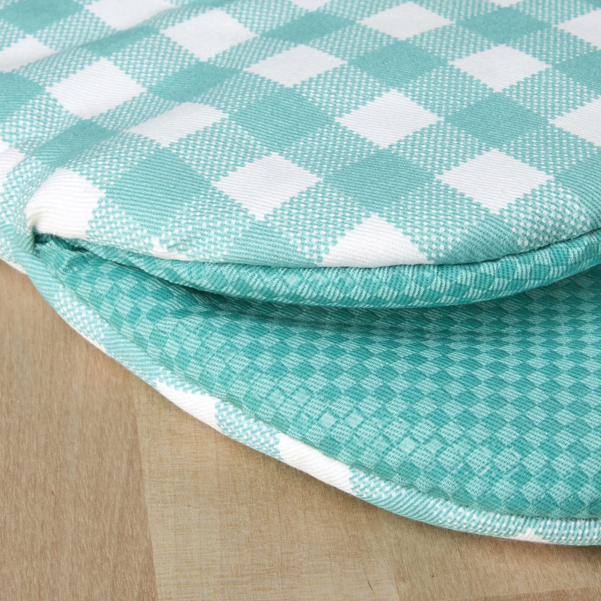 KitchenAid Gingham Mini Oven Mitt 2-Pack Set, Milkshake Tan, 5.5"x8"