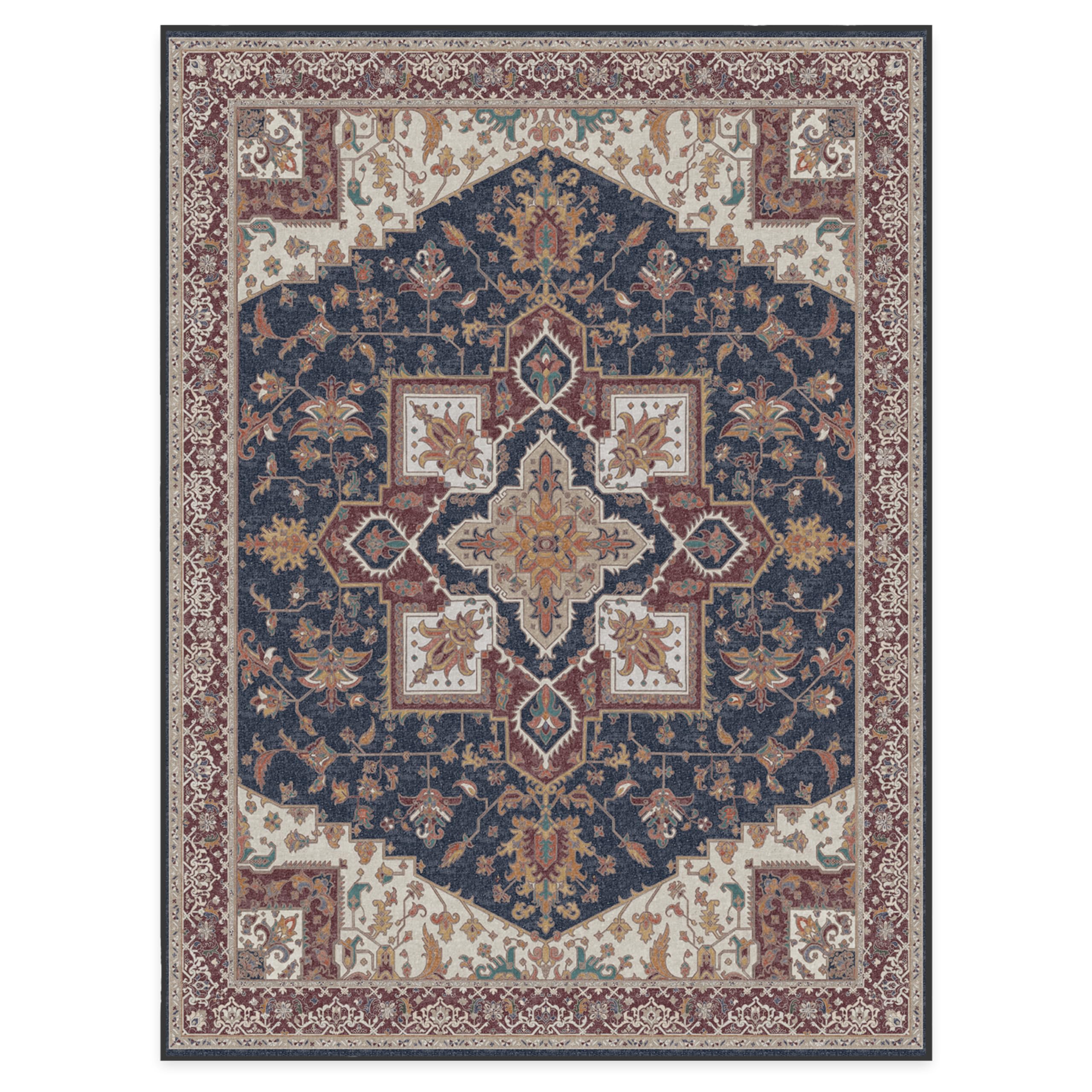 RUGGABLE Maral Heriz Washable Rug - Perfect Vintage Area Rug for Living Room Bedroom Kitchen - Pet & Child Friendly - Stain & Water Resistant - Creme 3&