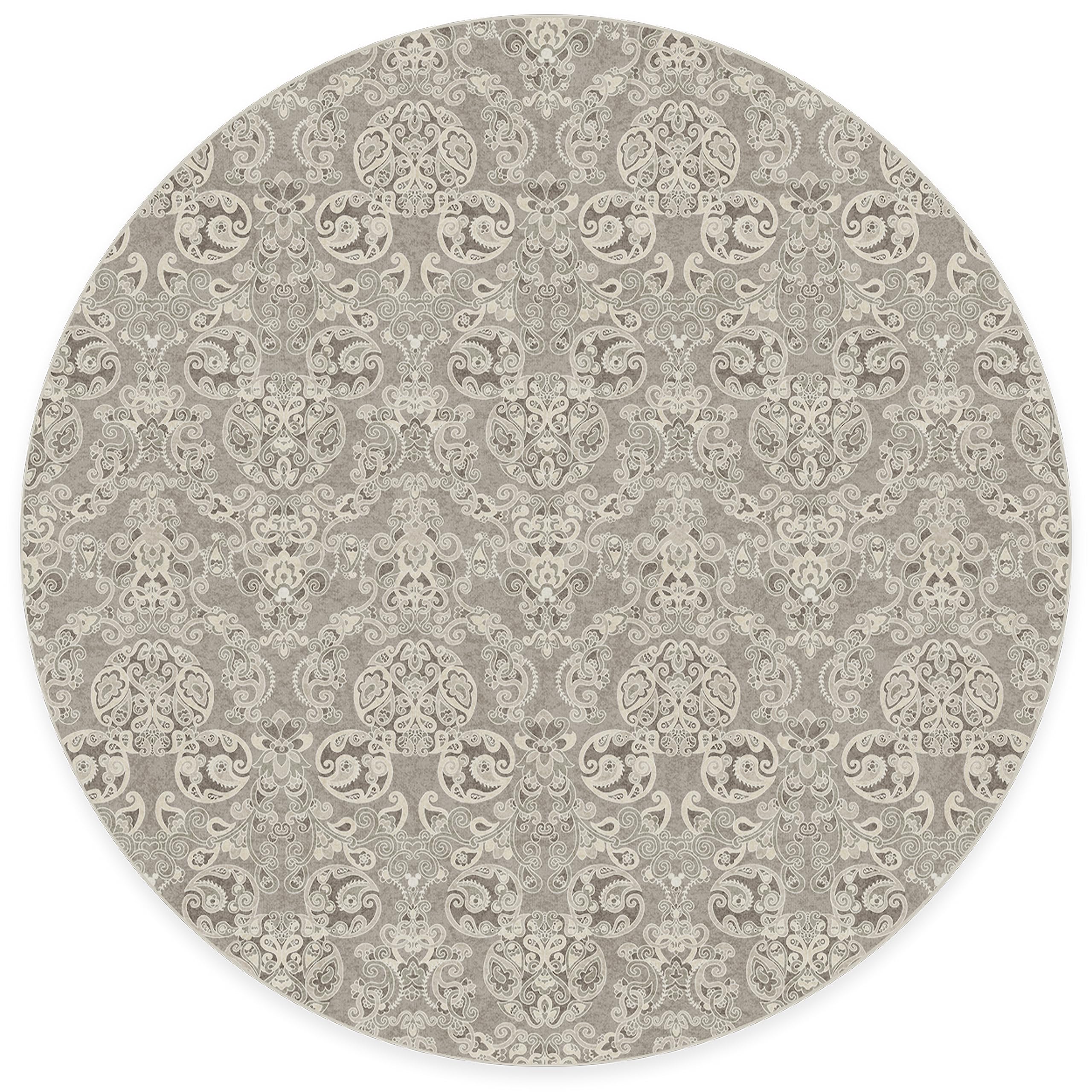 RUGGABLE Disney Traditional Mickey Mouse Washable Rug - Perfect Area Rug for Nursery Playroom Kids Room - Pet & Child Friendly - Stain & Water Resistant - Damask Grey 3&