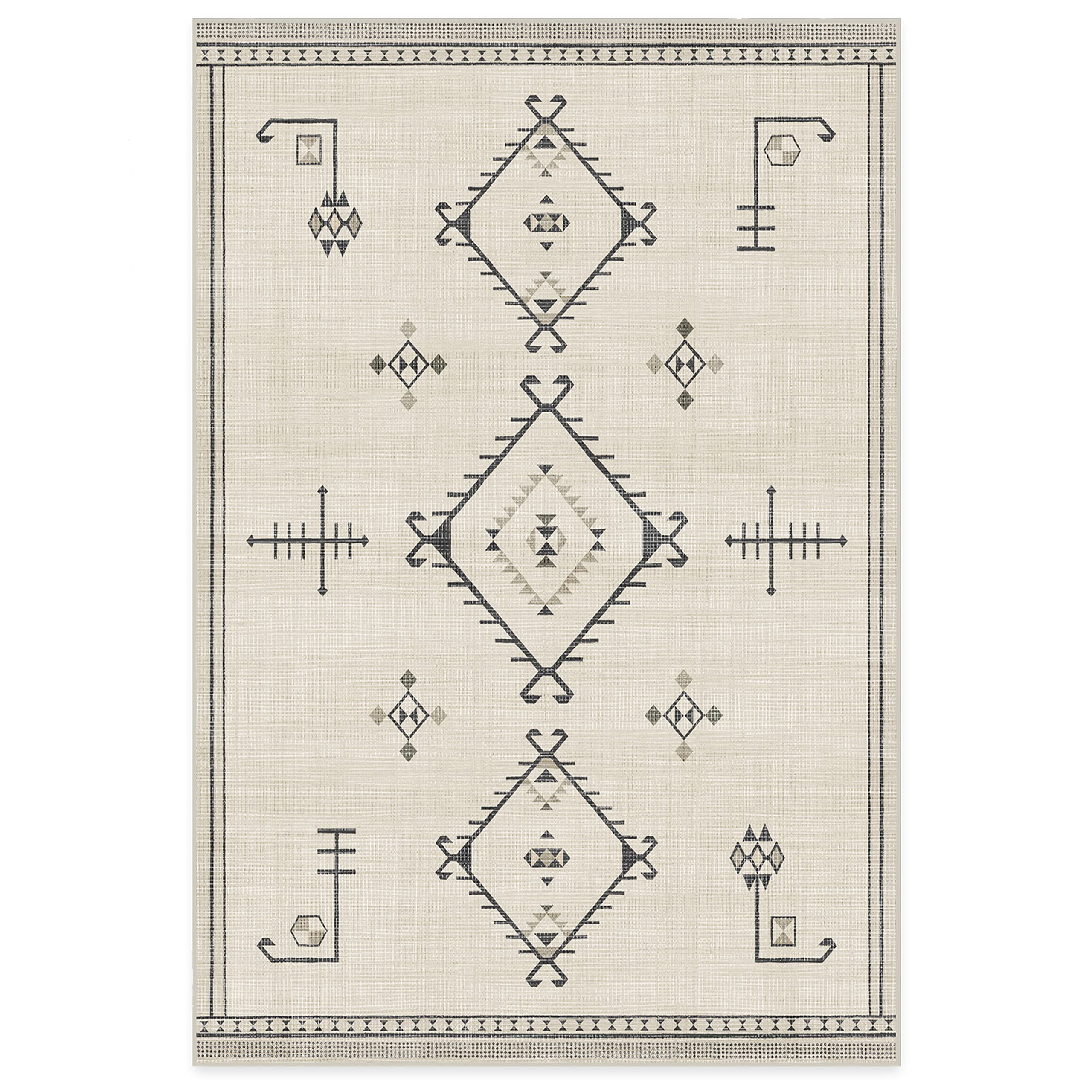 RUGGABLE Damali Runner Rug - Perfect Boho Washable Rug for Entryway Hallway Kitchen - Pet & Child Friendly - Non-Toxic - Stain & Water Resistant - Black & White 2.5&