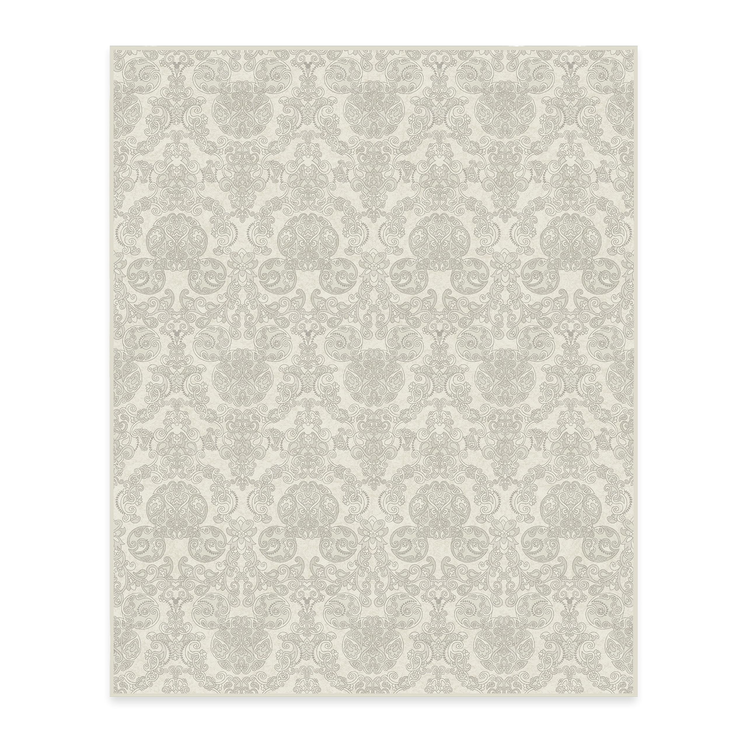 RUGGABLE Disney Traditional Mickey Mouse Washable Rug - Perfect Area Rug for Nursery Playroom Kids Room - Pet & Child Friendly - Stain & Water Resistant - Damask Grey 3&
