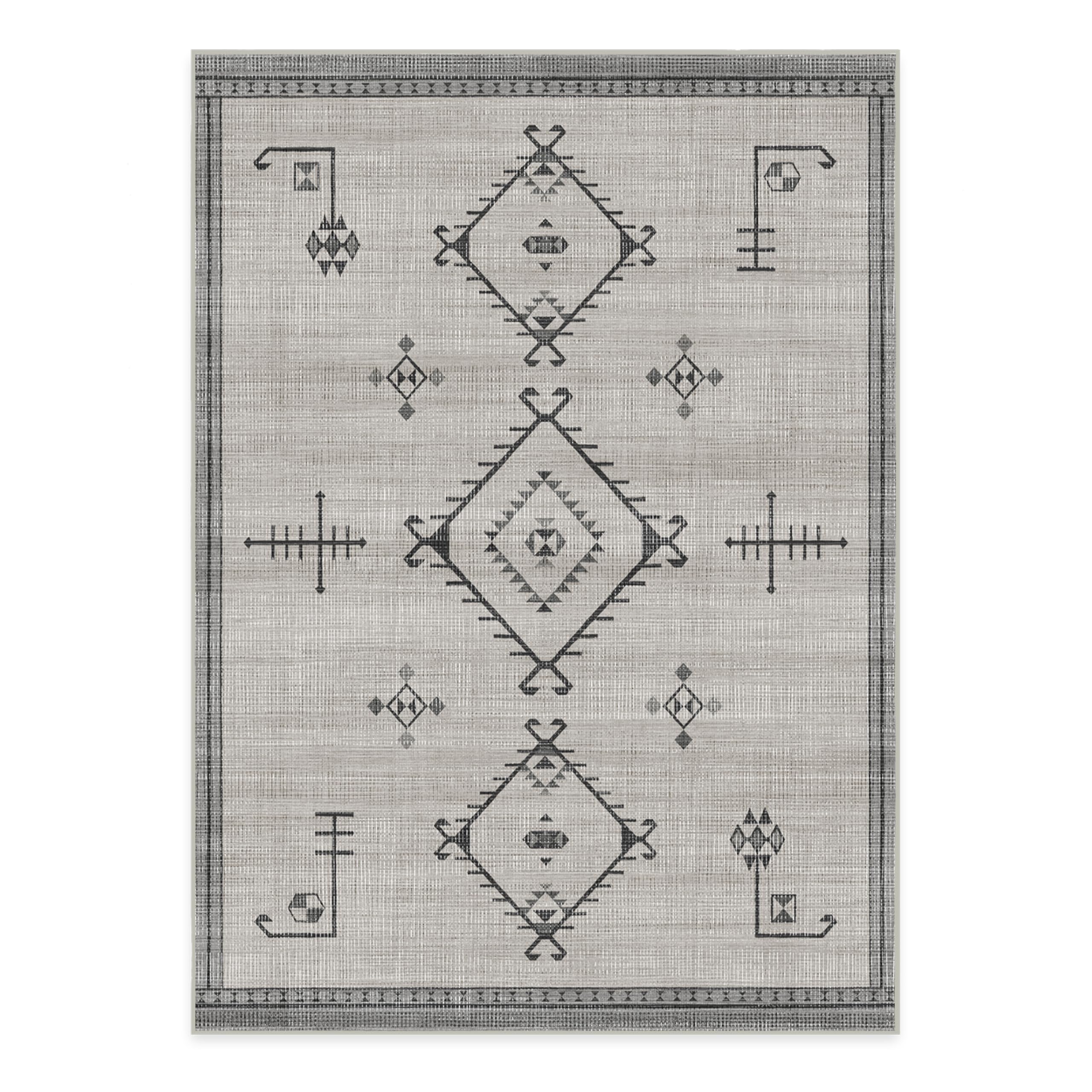 RUGGABLE Damali Runner Rug - Perfect Boho Washable Rug for Entryway Hallway Kitchen - Pet & Child Friendly - Non-Toxic - Stain & Water Resistant - Black & White 2.5&