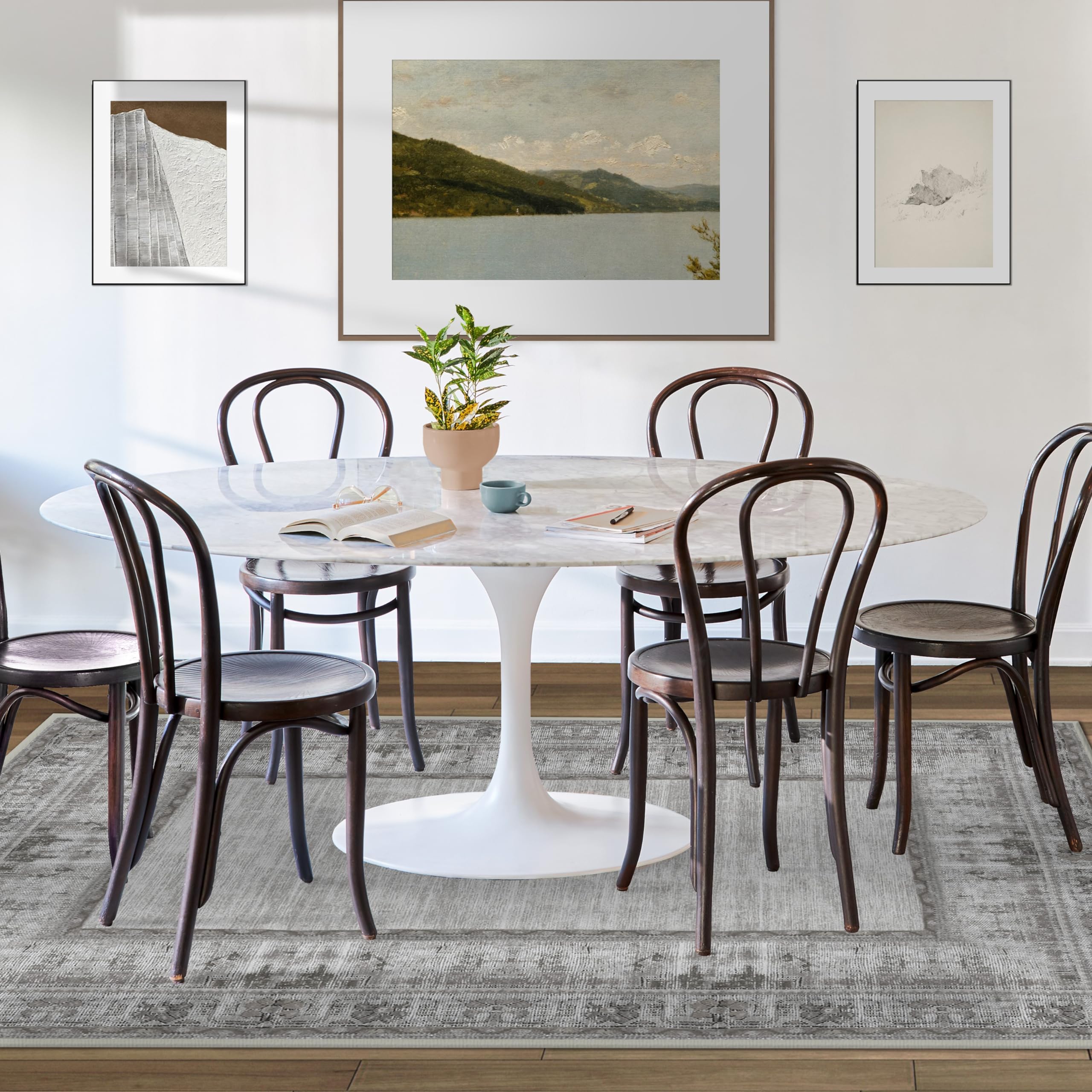 RUGGABLE Zinnia Runner Rug - Perfect Boho Washable Rug for Entryway Hallway Kitchen - Pet & Child Friendly - Stain & Water Resistant - Grey 2.5&