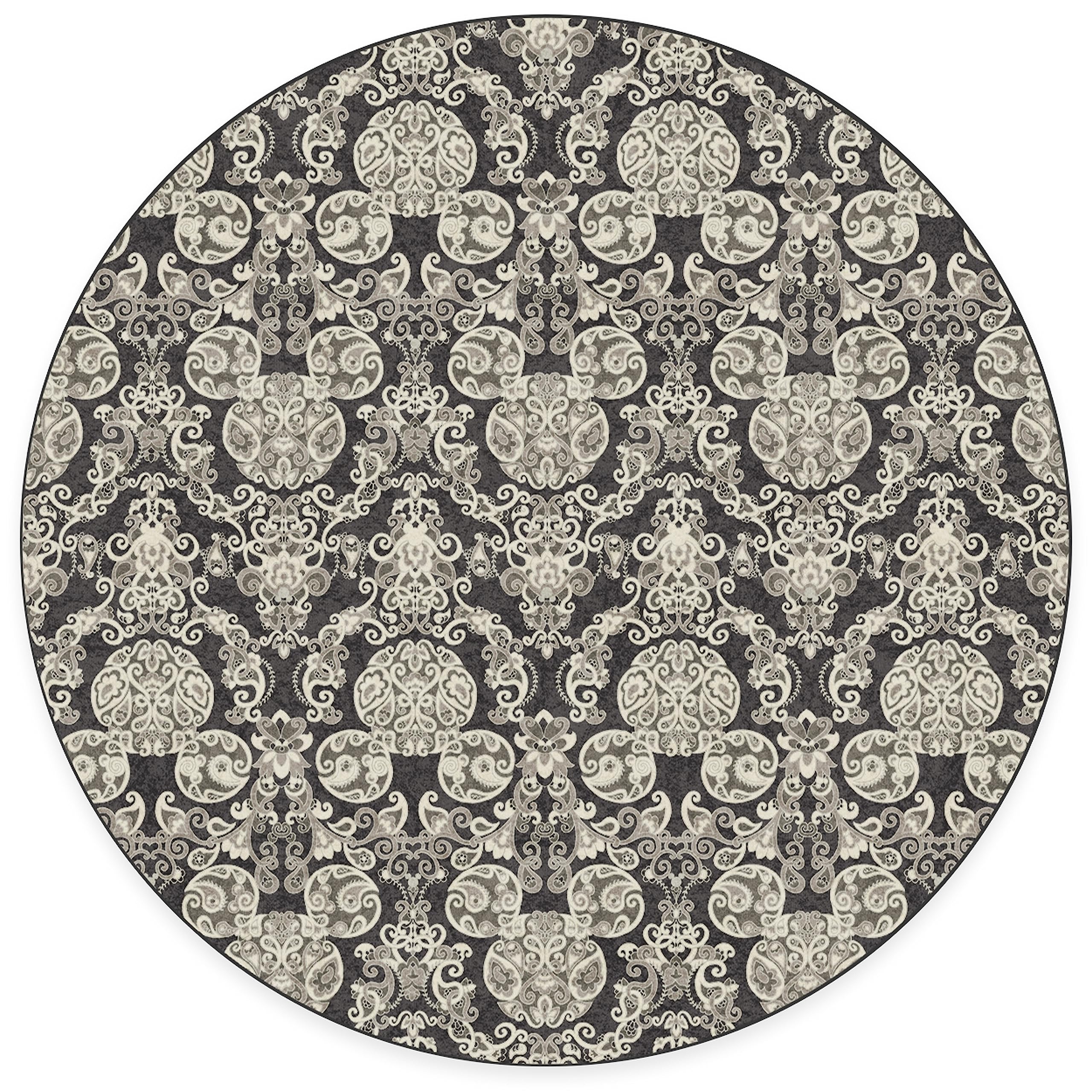 RUGGABLE Disney Traditional Mickey Mouse Washable Rug - Perfect Area Rug for Nursery Playroom Kids Room - Pet & Child Friendly - Stain & Water Resistant - Damask Grey 3&