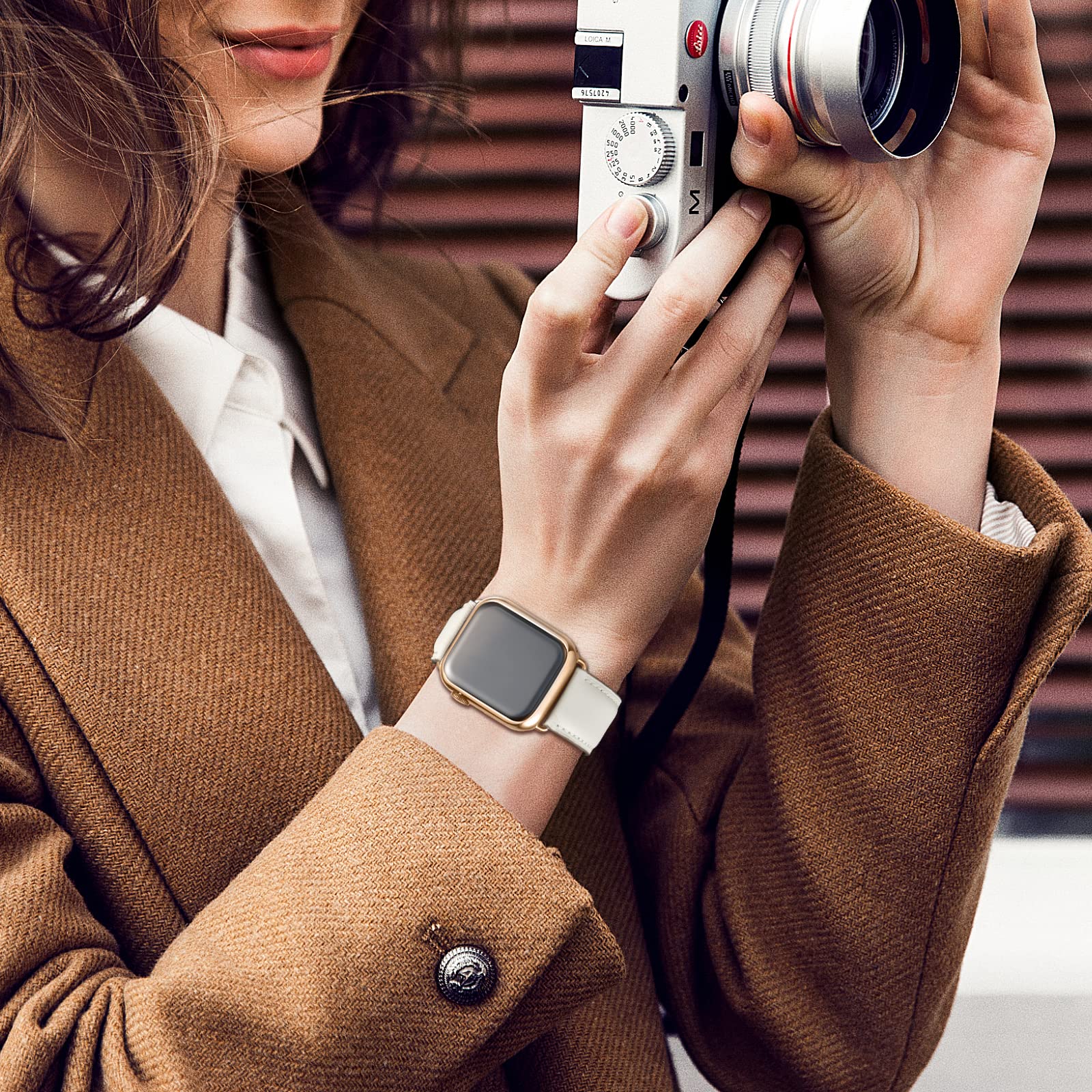 Bestig Compatible with Apple Watch Band 49mm 46mm 45mm 44mm 42mm(Series 3 2 1) Apple Watch Leather Bands Genuine Leather for iWatch Strap Ultra Series 10 9 8 7 6 5 4 SE Women Man-Redbrown/Black