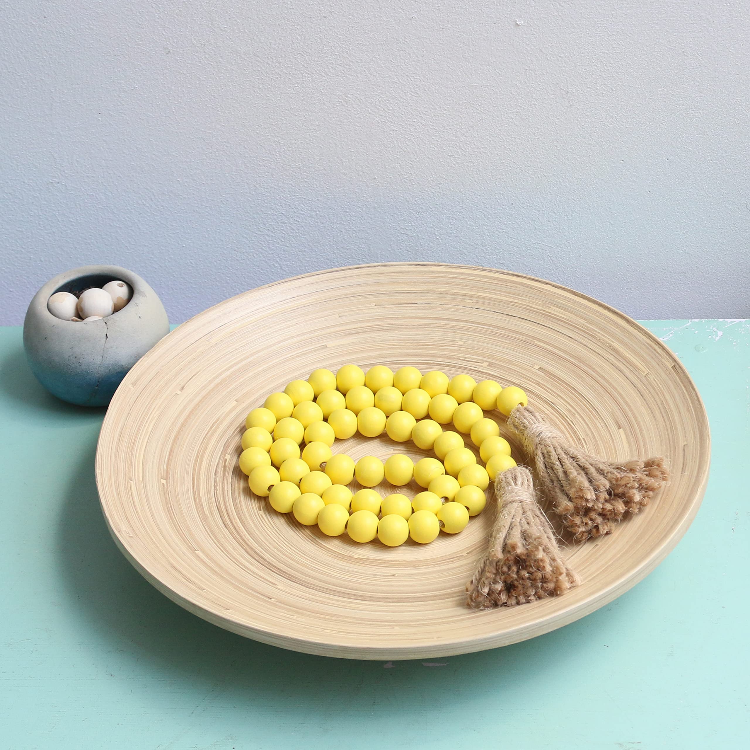 Meplait 39in Wood Bead Garland Farmhouse with Tassels,Versatile Prayer Beads Boho Chic Wall Hanging Home Decor (Purple)