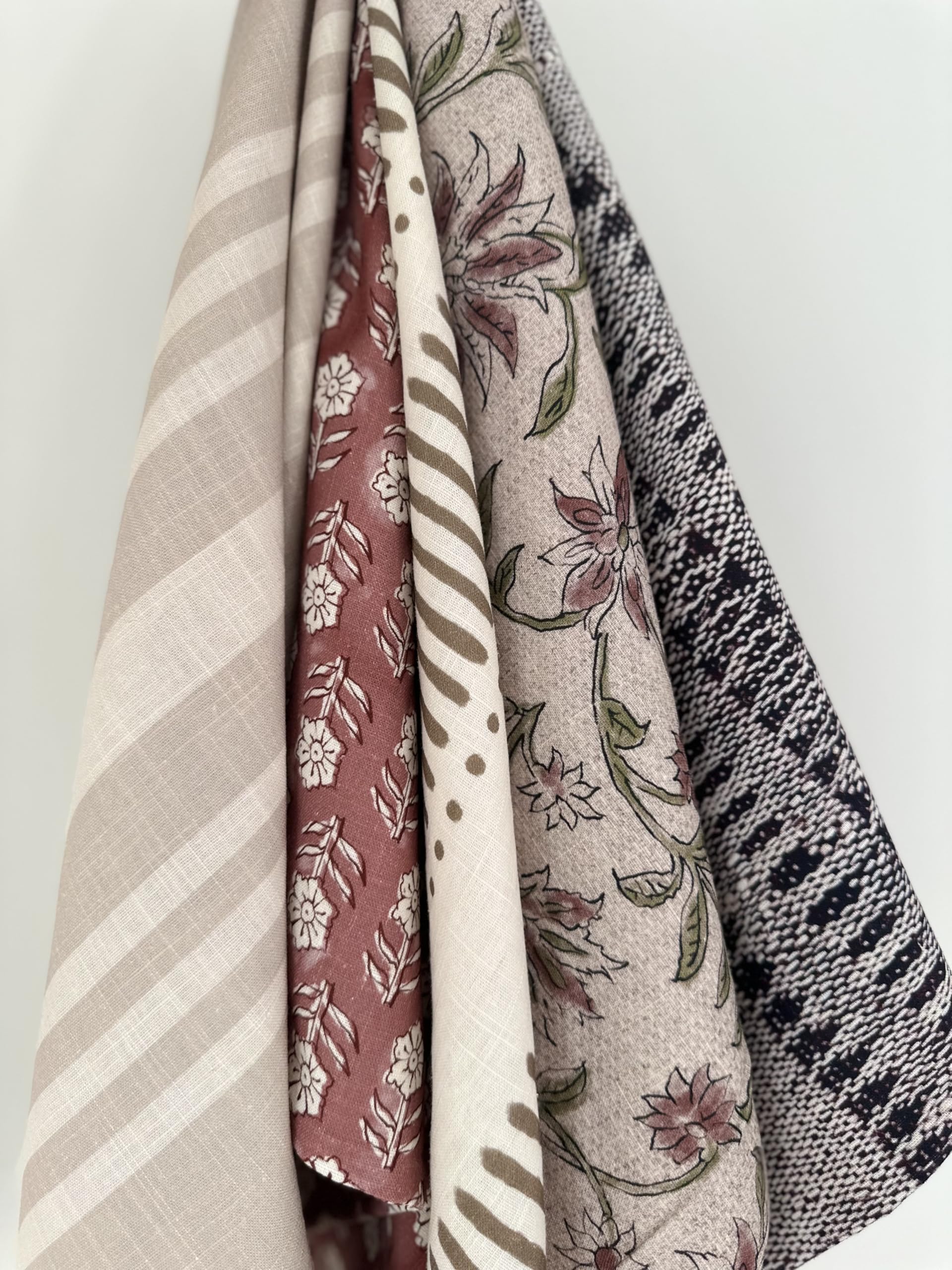 Pillow Cover 100% Linen 20 x 20 inches Double Sided Block Print with Zipper for Easy Removal Home Decor Shabby Chic Farmhouse Neutral Decorative Sofa Couch Accent (Plaid White Grey)