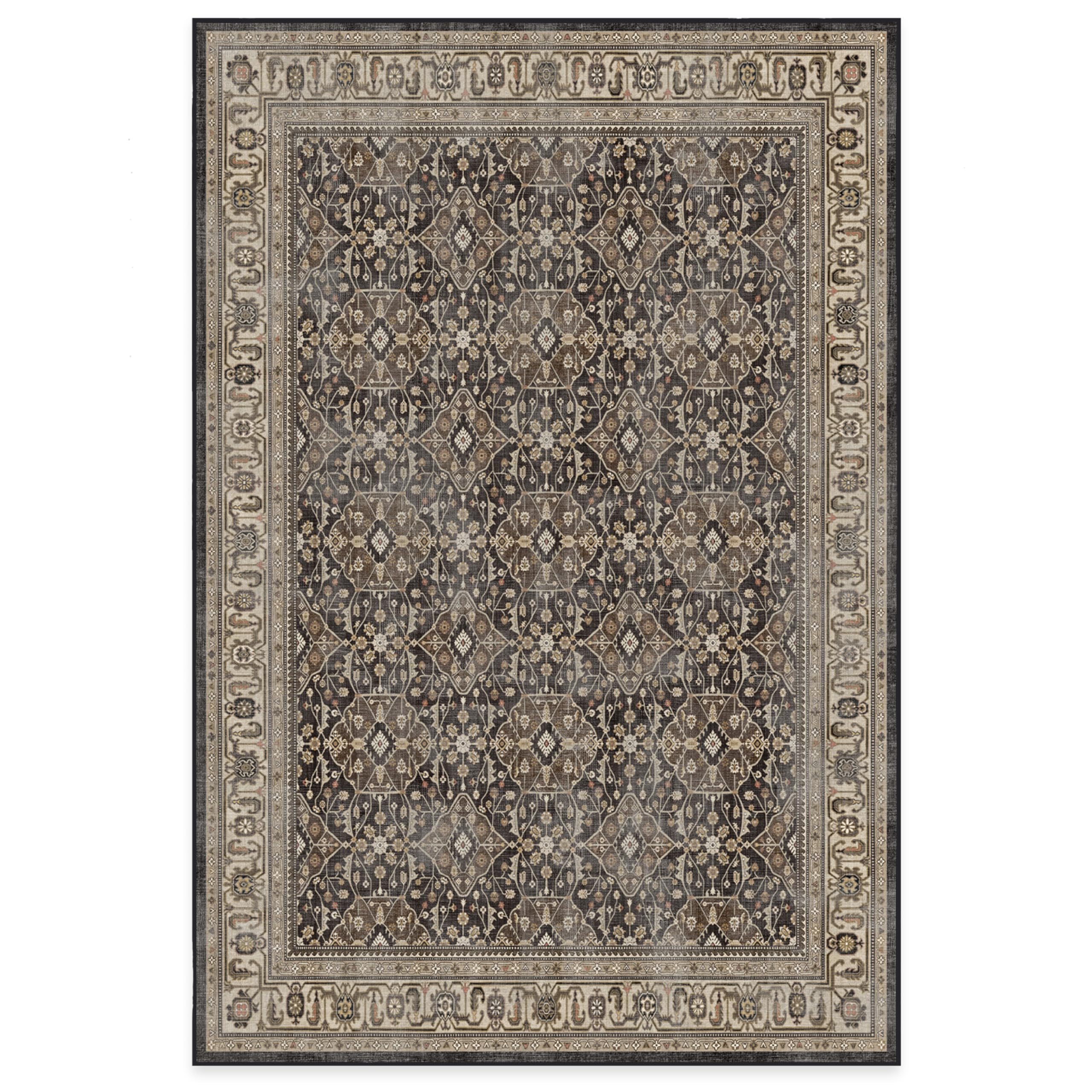 RUGGABLE – Alessia Dark Wood – Machine Washable Area Rug – Pet & Child Friendly – Stain & Water Resistant – Non-Slip – 5&