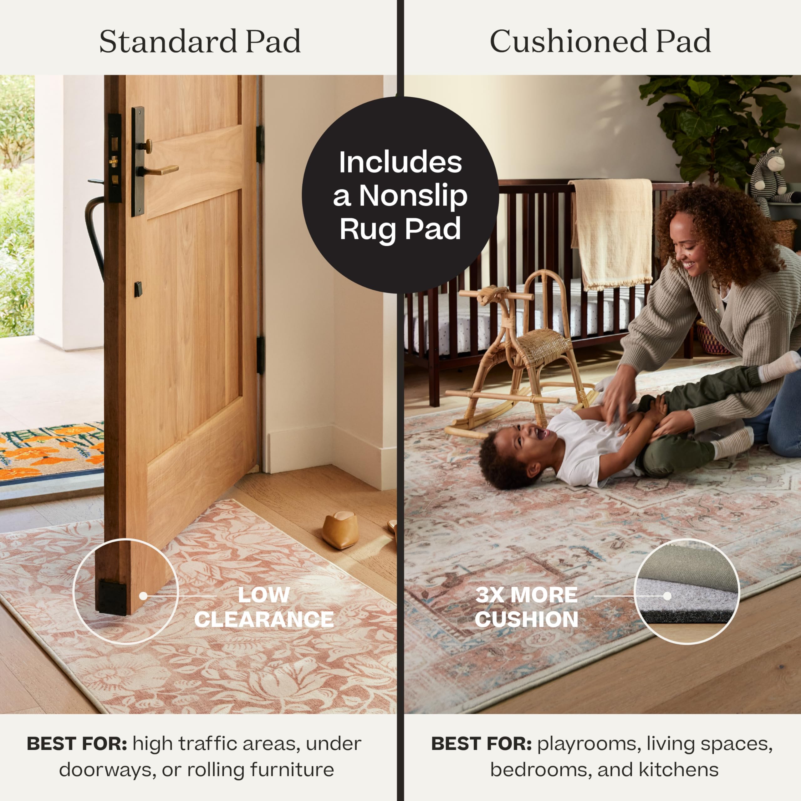 RUGGABLE x Morris & Co Washable Rug - Perfect Bohemian Area Rug for Living Room Bedroom Kitchen - Non-Slip, Child Friendly, Stain & Water Resistant - Blackthorn Ivory Blue 6&