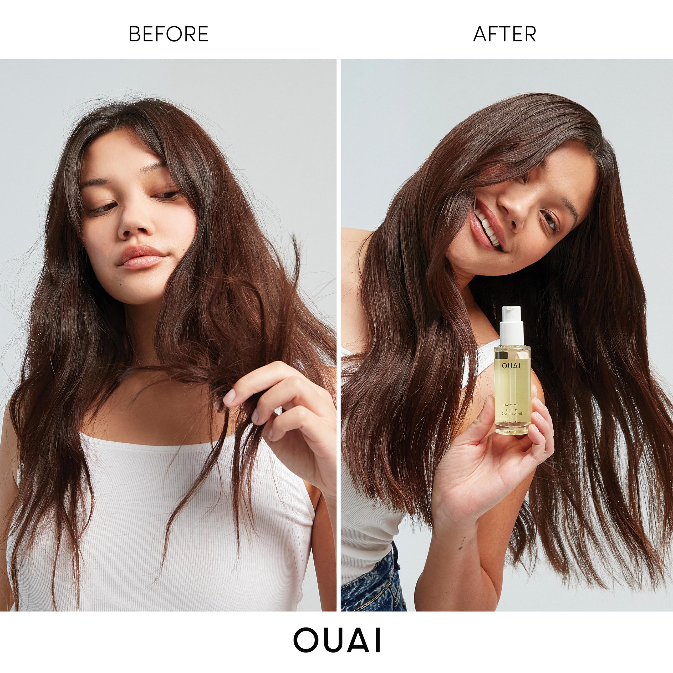 OUAI Hair Oil - Hair Heat Protectant Oil for Frizz Control - Adds Hair Shine and Smooths Split Ends - Color Safe Formula - Paraben, Phthalate and Sulfate Free (1.5 oz)