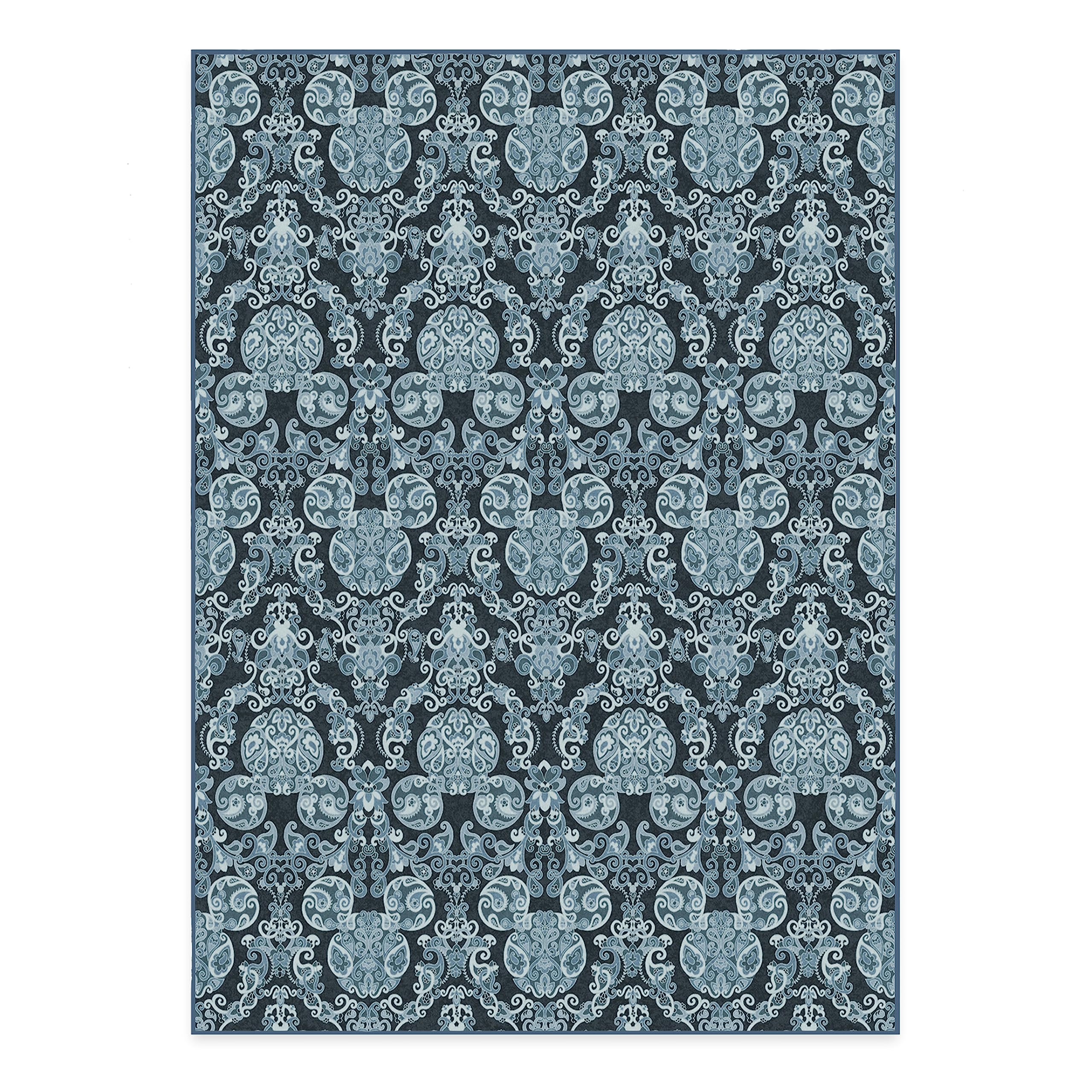 RUGGABLE Disney Traditional Mickey Mouse Washable Rug - Perfect Area Rug for Nursery Playroom Kids Room - Pet & Child Friendly - Stain & Water Resistant - Damask Grey 3&