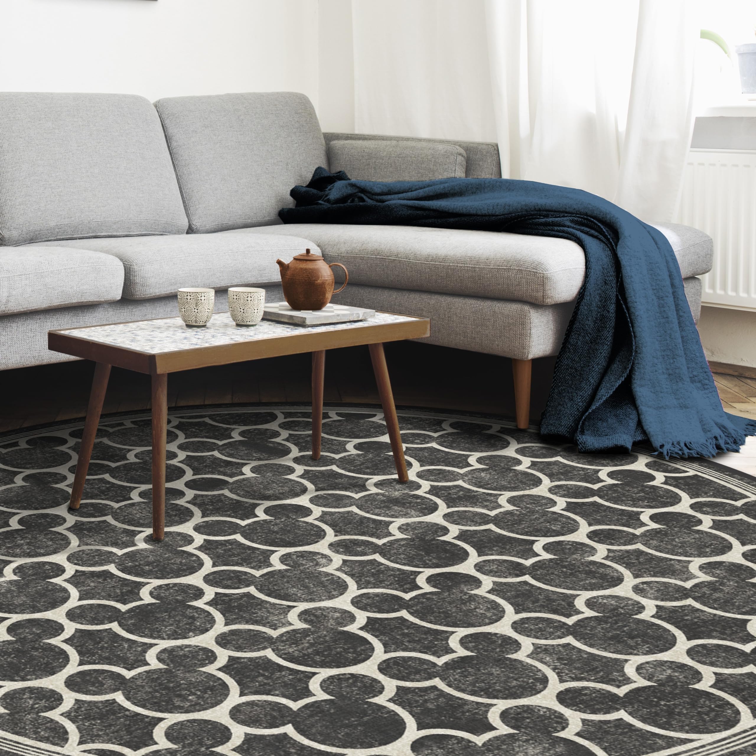 RUGGABLE Disney Classic Minnie Mouse Washable Rug - Perfect Area Rug for Nursery Playroom Kids Room - Pet & Child Friendly - Stain & Water Resistant - Trellis Pink 5&