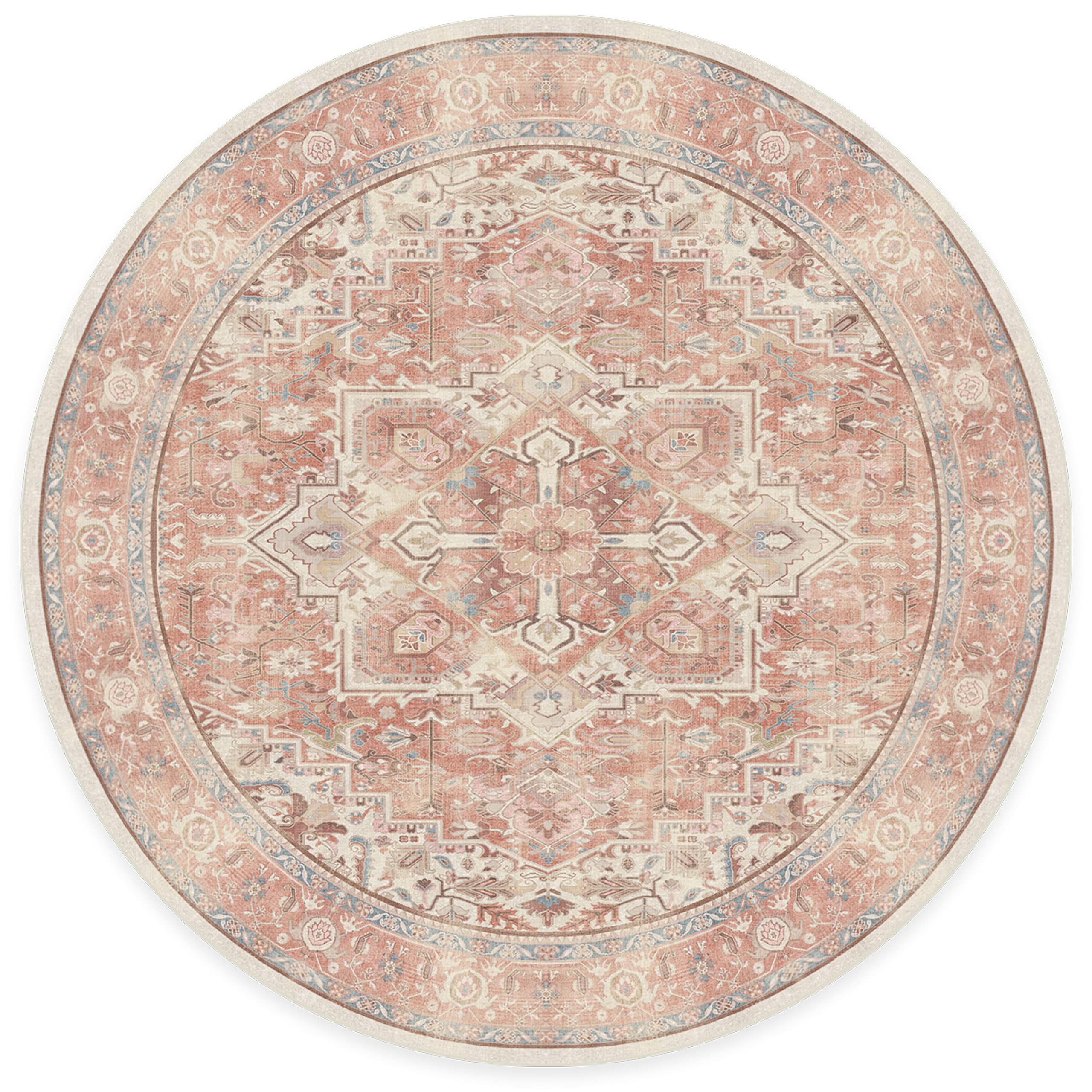 RUGGABLE Kamran Washable Rug - Perfect Vintage Area Rug for Living Room Bedroom Kitchen - Pet & Child Friendly - Stain & Water Resistant - Hazel 5&