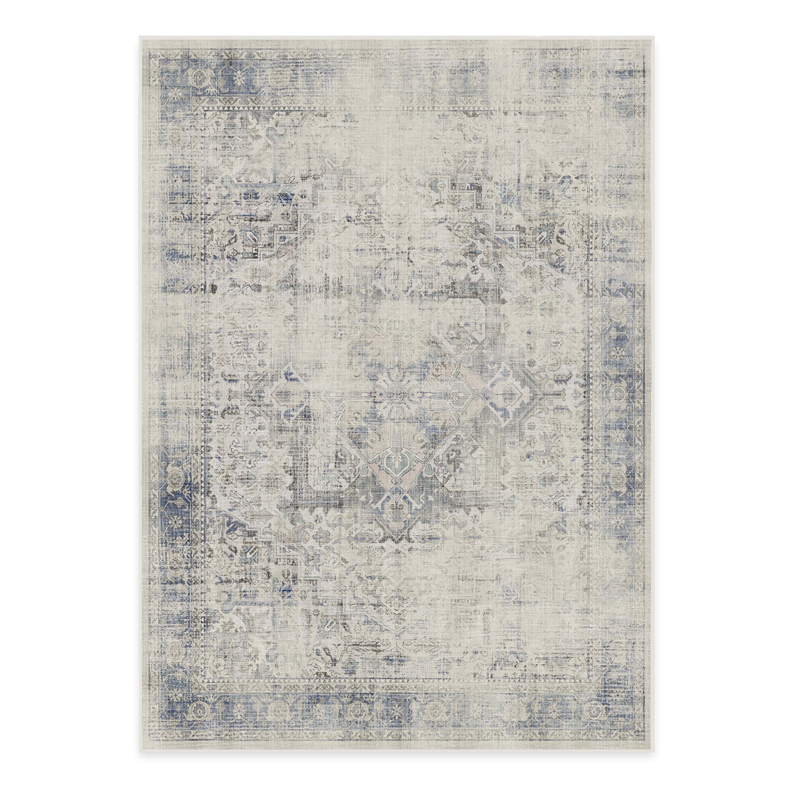 RUGGABLE Kamran Washable Rug - Perfect Vintage Area Rug for Living Room Bedroom Kitchen - Pet & Child Friendly - Stain & Water Resistant - Hazel 5&