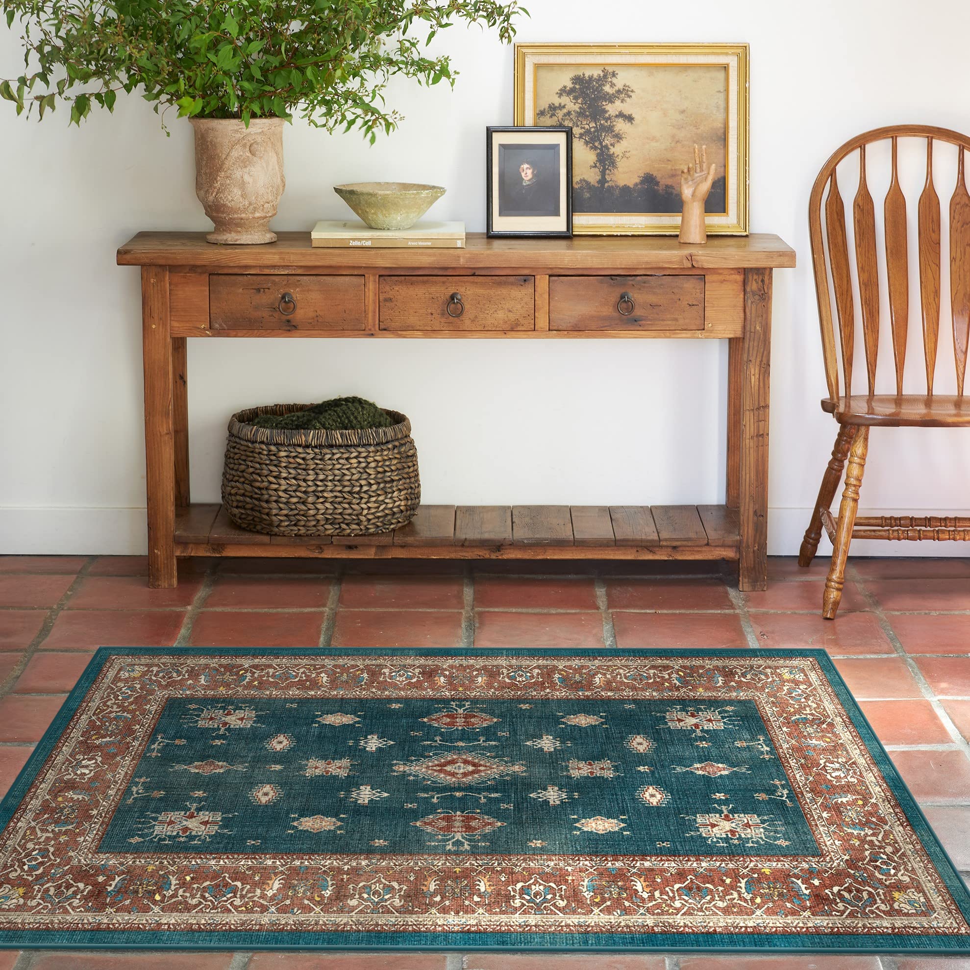 RUGGABLE – Verena Dark Wood – Machine Washable Runner Rug – Pet & Child Friendly – Stain & Water Resistant – Non-Slip – 2.5&
