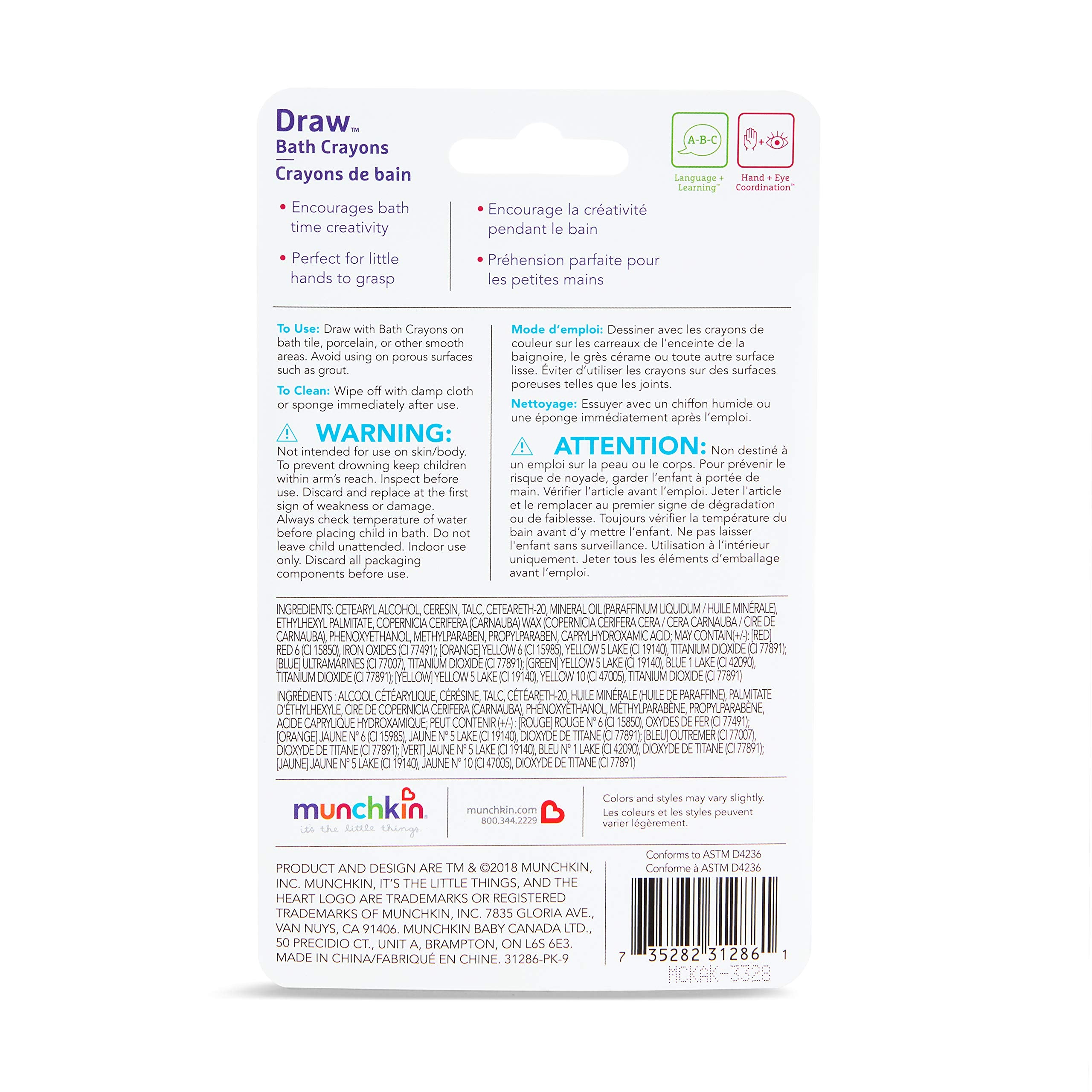 Munchkin 31286 5 Piece Bath Crayons Set