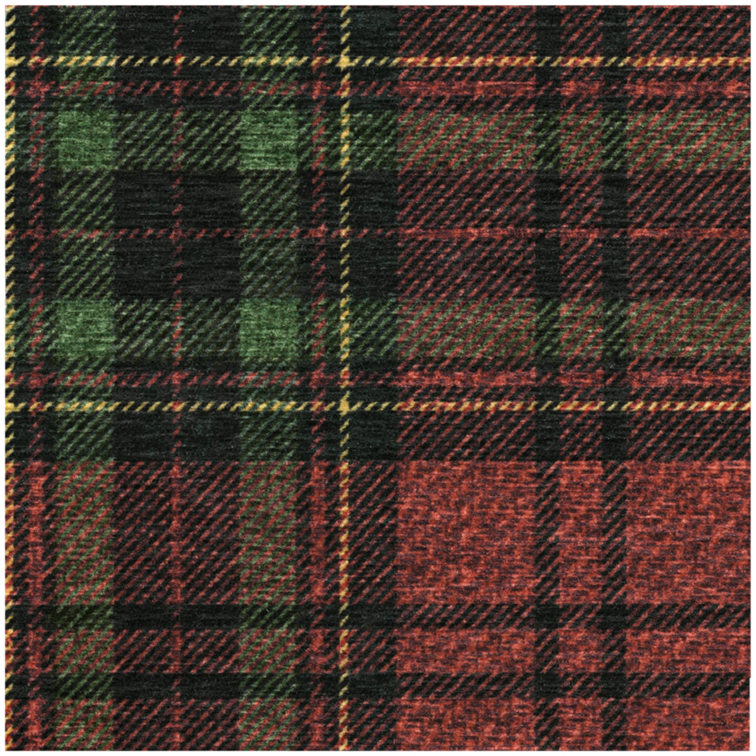 RUGGABLE Winter Plaid Washable Rug - Perfect Holiday Area Rug for Living Room Bedroom Kitchen - Pet & Child Friendly - Stain & Water Resistant - Dress Stewart Tartan Plaid 3&