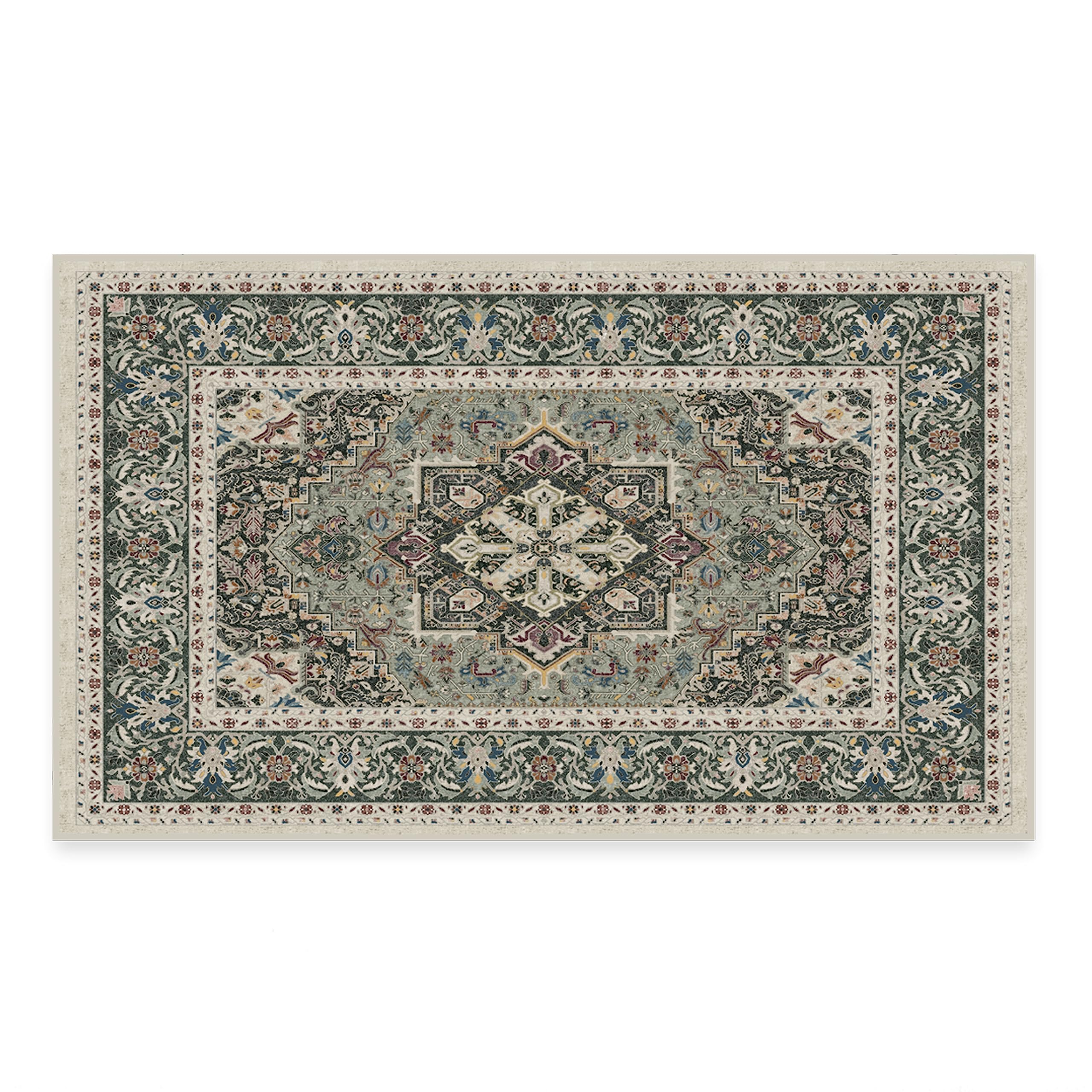 RUGGABLE Hendesi Heriz Washable Rug - Perfect Antique Vintage Area Rug for Living Room Bedroom Kitchen - Pet & Child Friendly - Stain & Water Resistant, Non-Slip - Abalone 2&