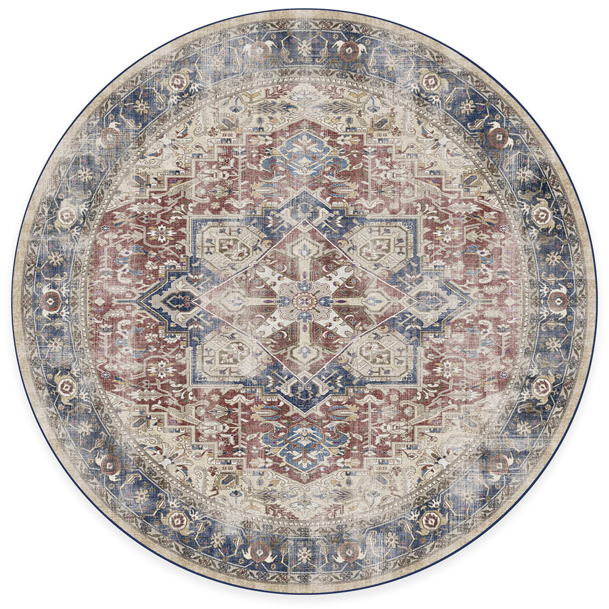 RUGGABLE Kamran Washable Rug - Perfect Vintage Area Rug for Living Room Bedroom Kitchen - Pet & Child Friendly - Stain & Water Resistant - Hazel 5&