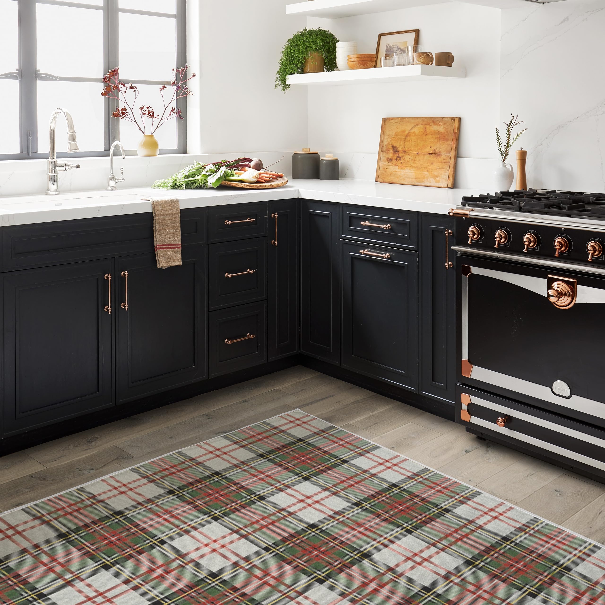 RUGGABLE Winter Plaid Washable Rug - Perfect Holiday Area Rug for Living Room Bedroom Kitchen - Pet & Child Friendly - Stain & Water Resistant - Dress Stewart Tartan Plaid 3&