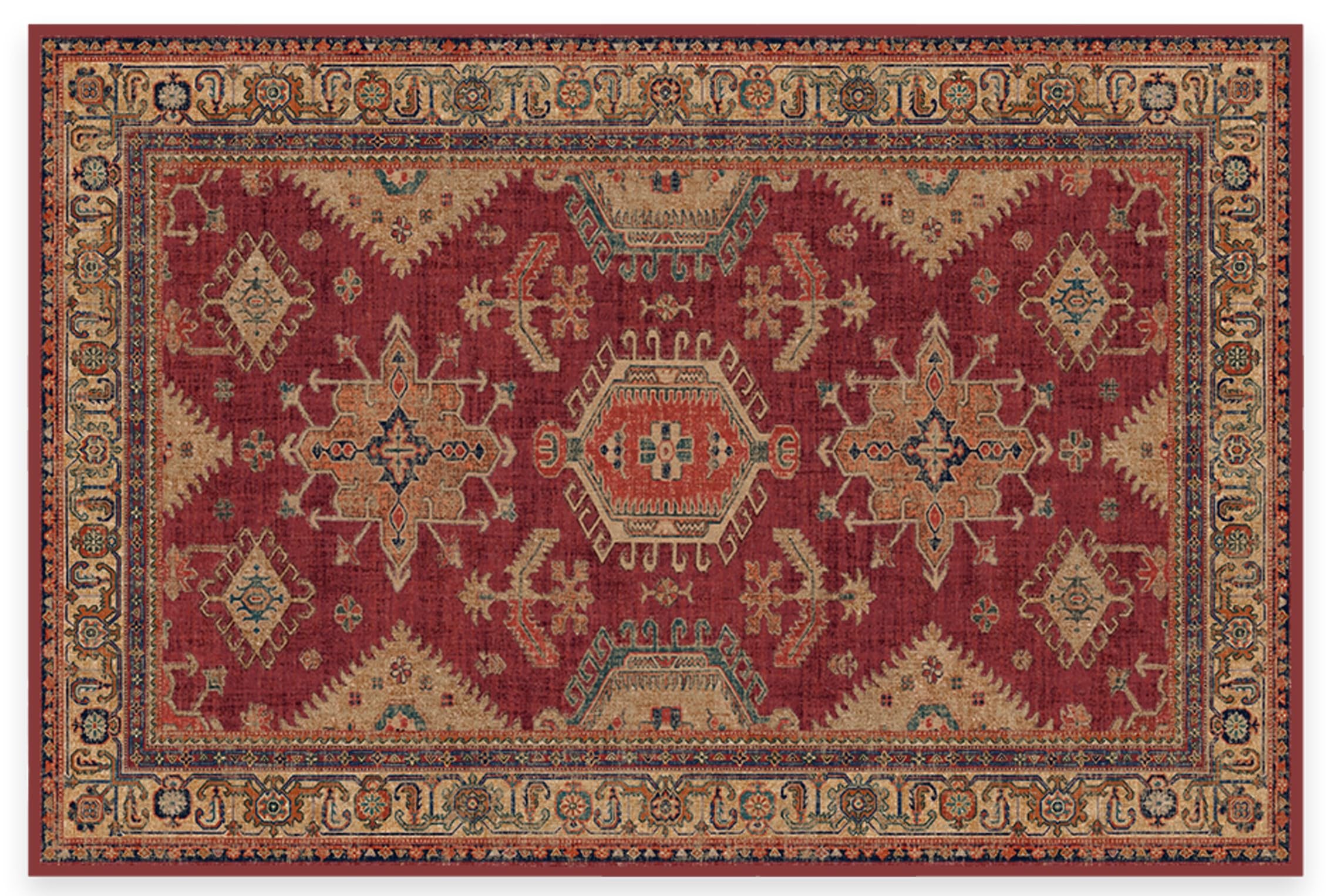 RUGGABLE – Cambria Ruby – Machine Washable Runner Rug – Pet & Child Friendly – Stain & Water Resistant – Non-Slip – 2.5&