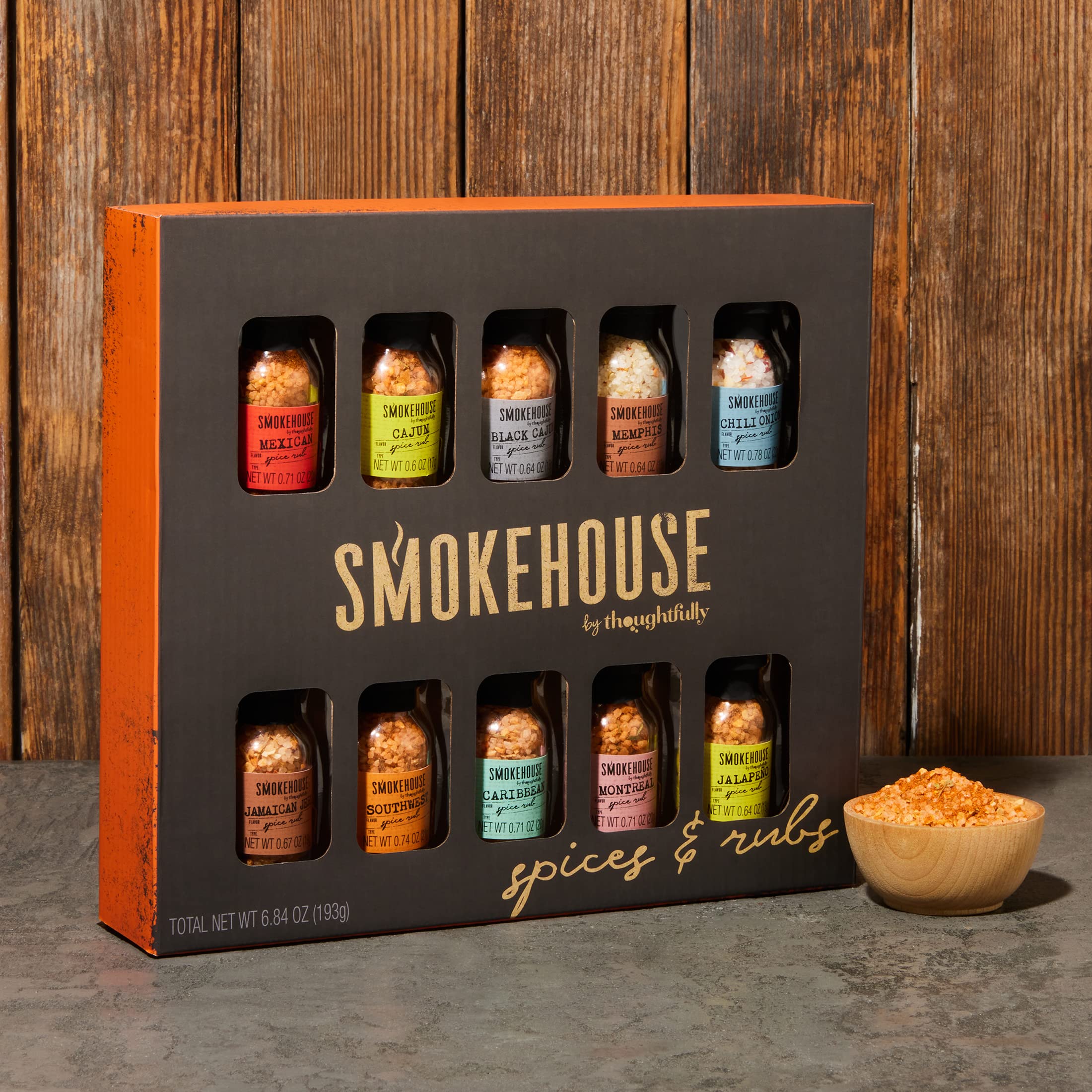Smokehouse Gift Set by Thoughtfully, Vegan and Vegetarian Barbecue Rubs, Flavors Include Cajun, Caribbean, Memphis and Southwest, Set of 4