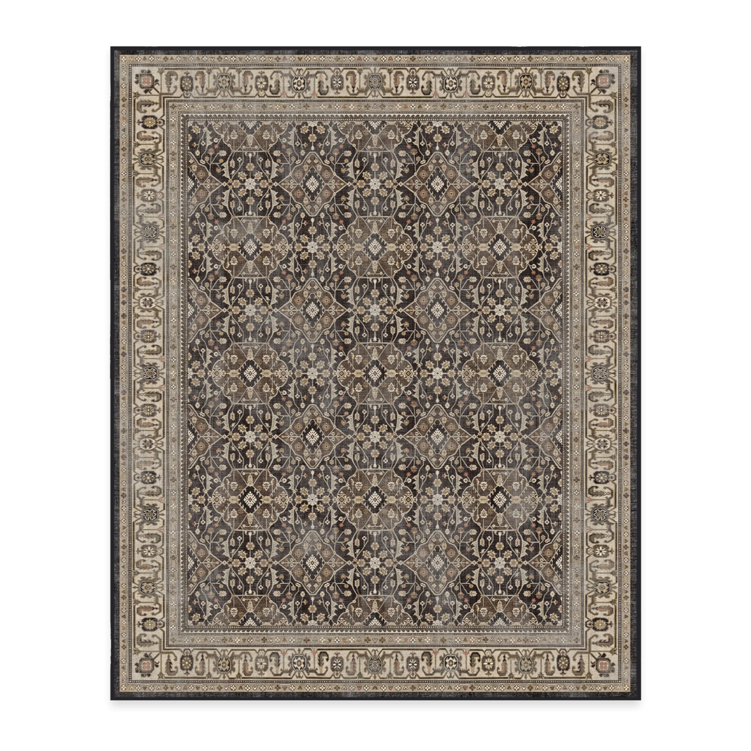 RUGGABLE – Alessia Dark Wood – Machine Washable Area Rug – Pet & Child Friendly – Stain & Water Resistant – Non-Slip – 5&