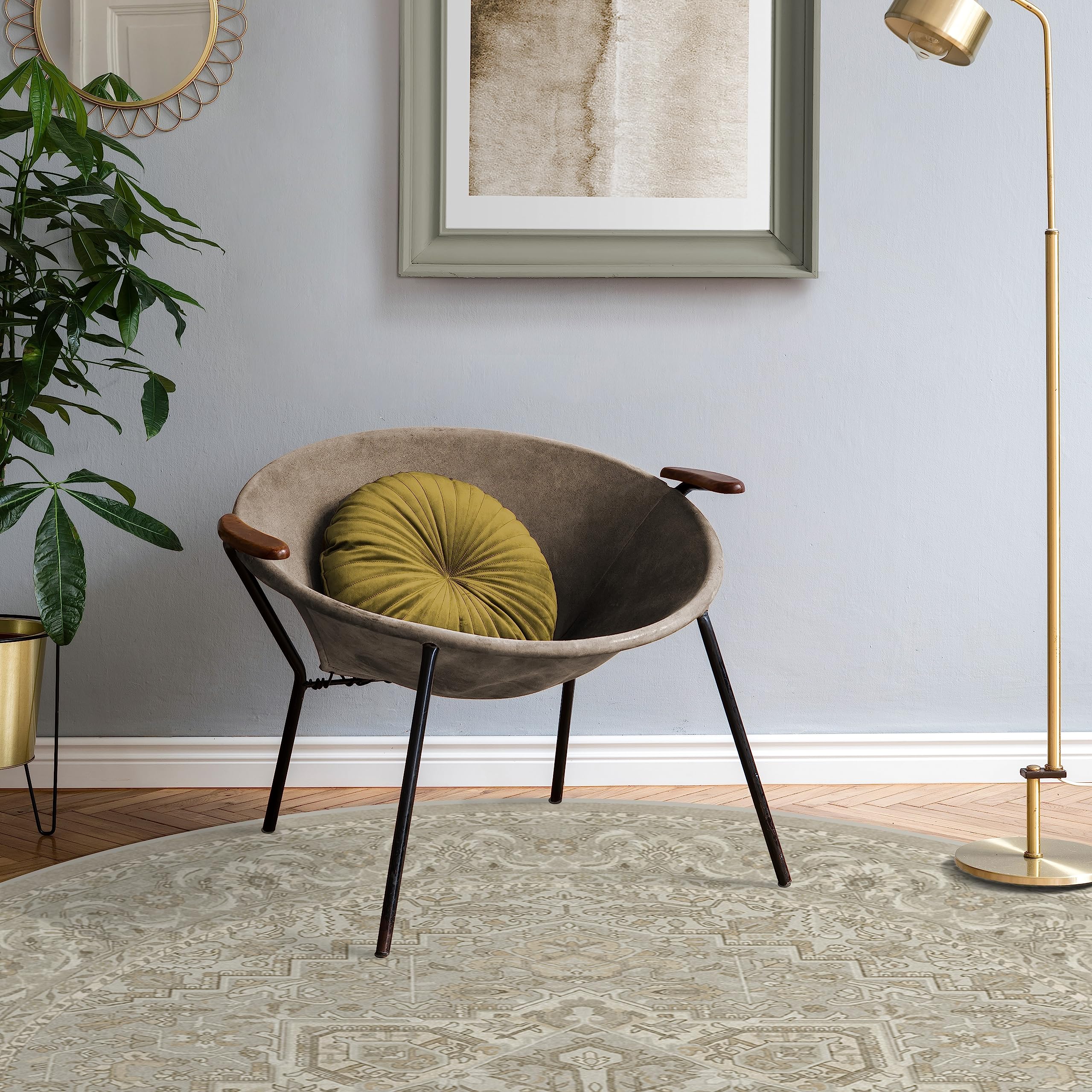 RUGGABLE Hendesi Heriz Washable Rug - Perfect Antique Vintage Area Rug for Living Room Bedroom Kitchen - Pet & Child Friendly - Stain & Water Resistant, Non-Slip - Abalone 2&