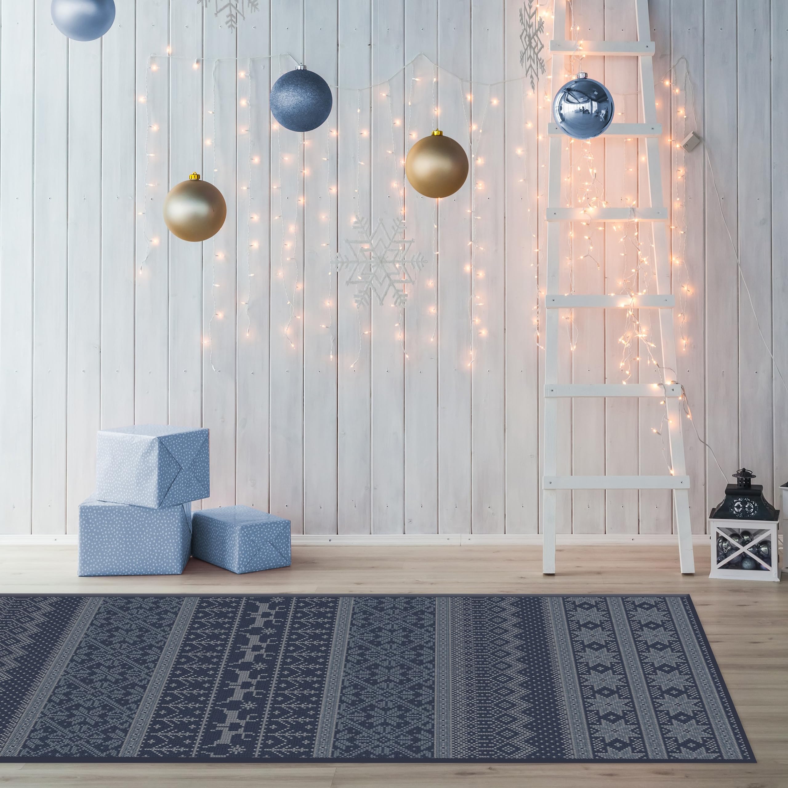 RUGGABLE Winter Plaid Washable Rug - Perfect Holiday Area Rug for Living Room Bedroom Kitchen - Pet & Child Friendly - Stain & Water Resistant - Dress Stewart Tartan Plaid 3&