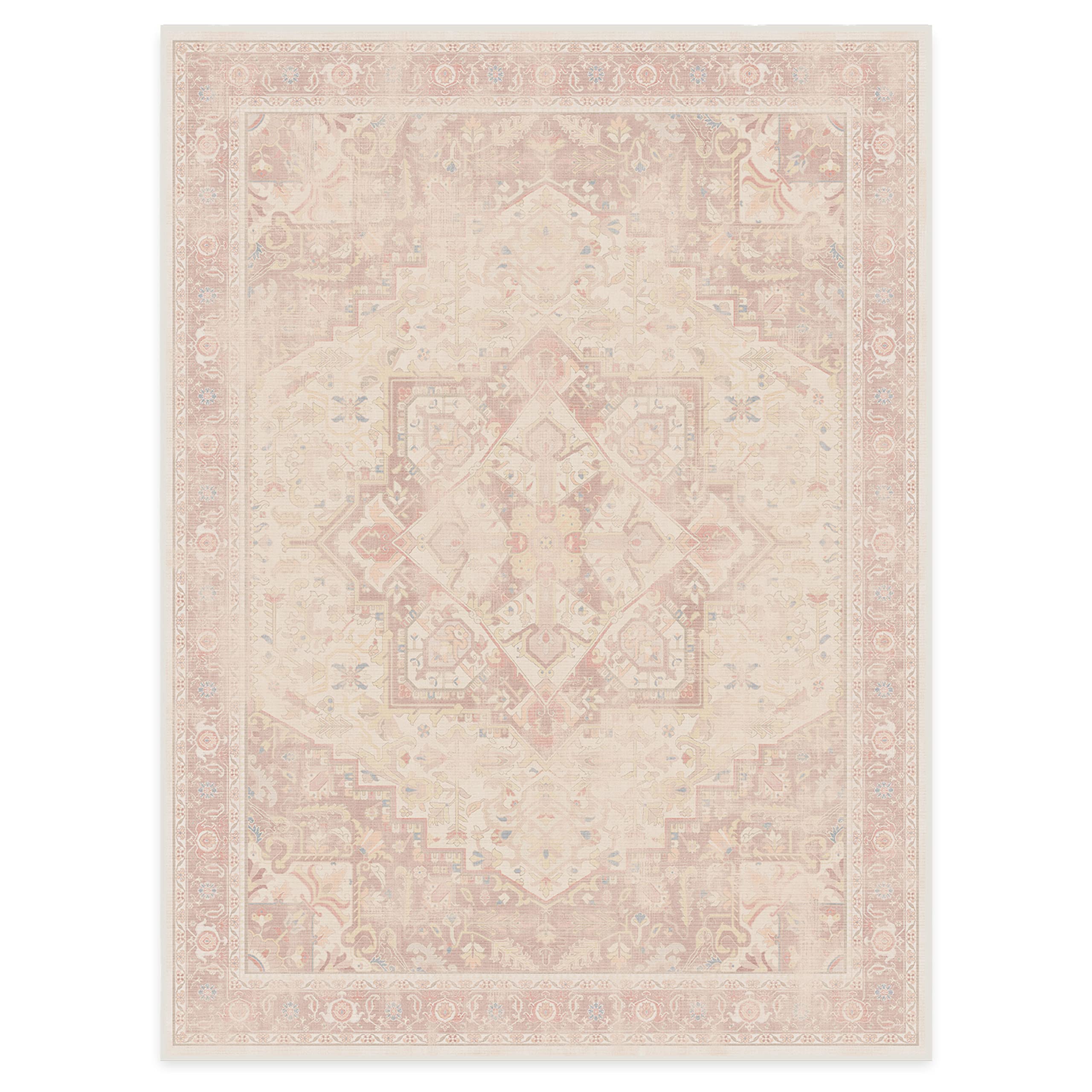 RUGGABLE Kamran Washable Rug - Perfect Vintage Area Rug for Living Room Bedroom Kitchen - Pet & Child Friendly - Stain & Water Resistant - Hazel 5&