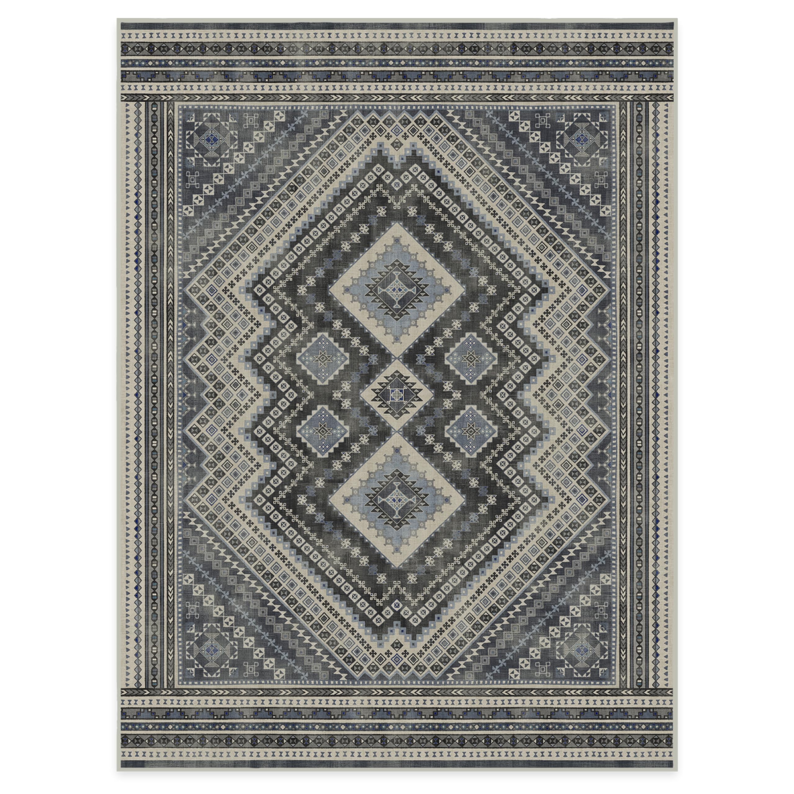 RUGGABLE Kaden Washable Rug - Perfect Vintage Area Rug for Living Room Bedroom Kitchen - Pet & Child Friendly - Stain & Water Resistant - Amber Red 3&