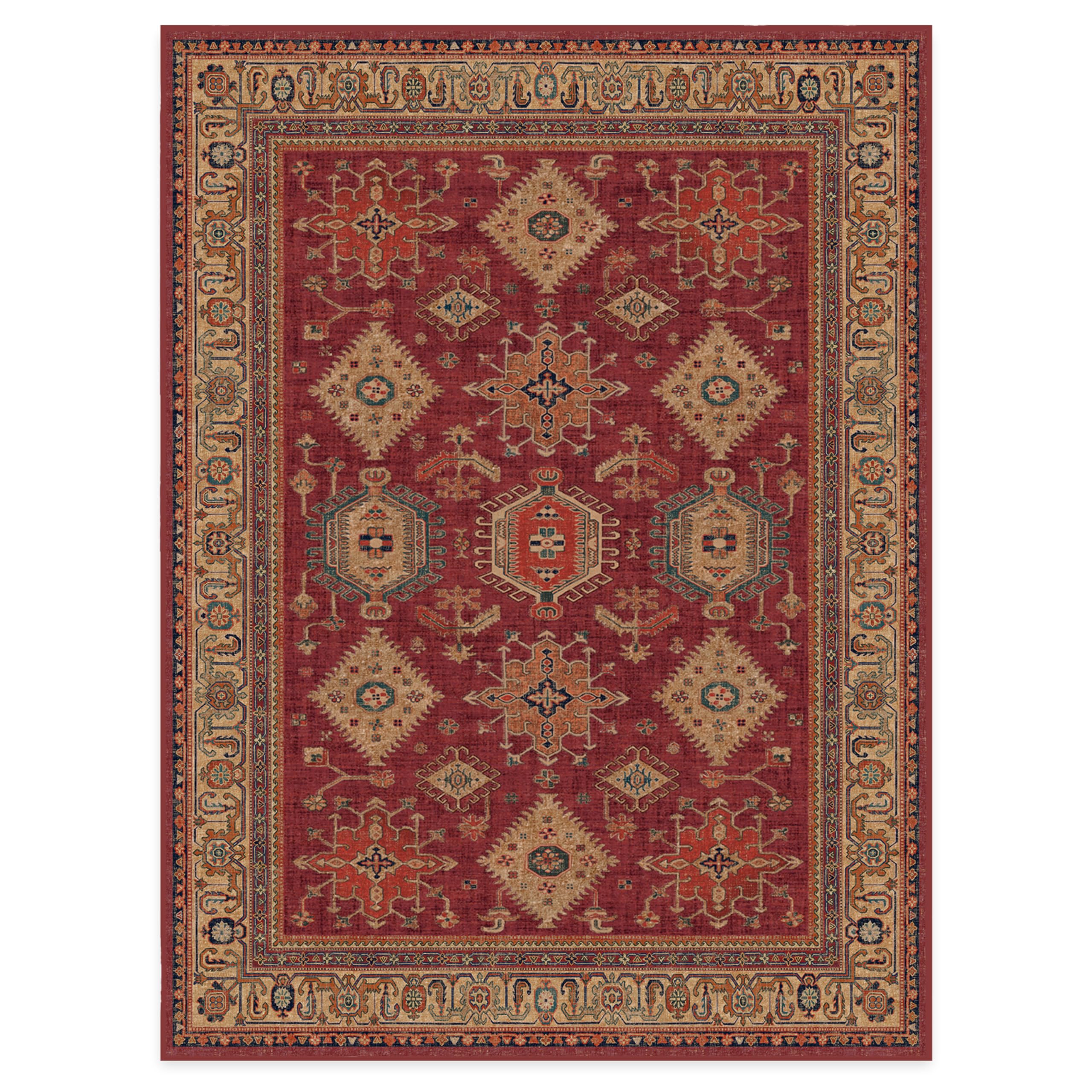 RUGGABLE – Cambria Ruby – Machine Washable Runner Rug – Pet & Child Friendly – Stain & Water Resistant – Non-Slip – 2.5&