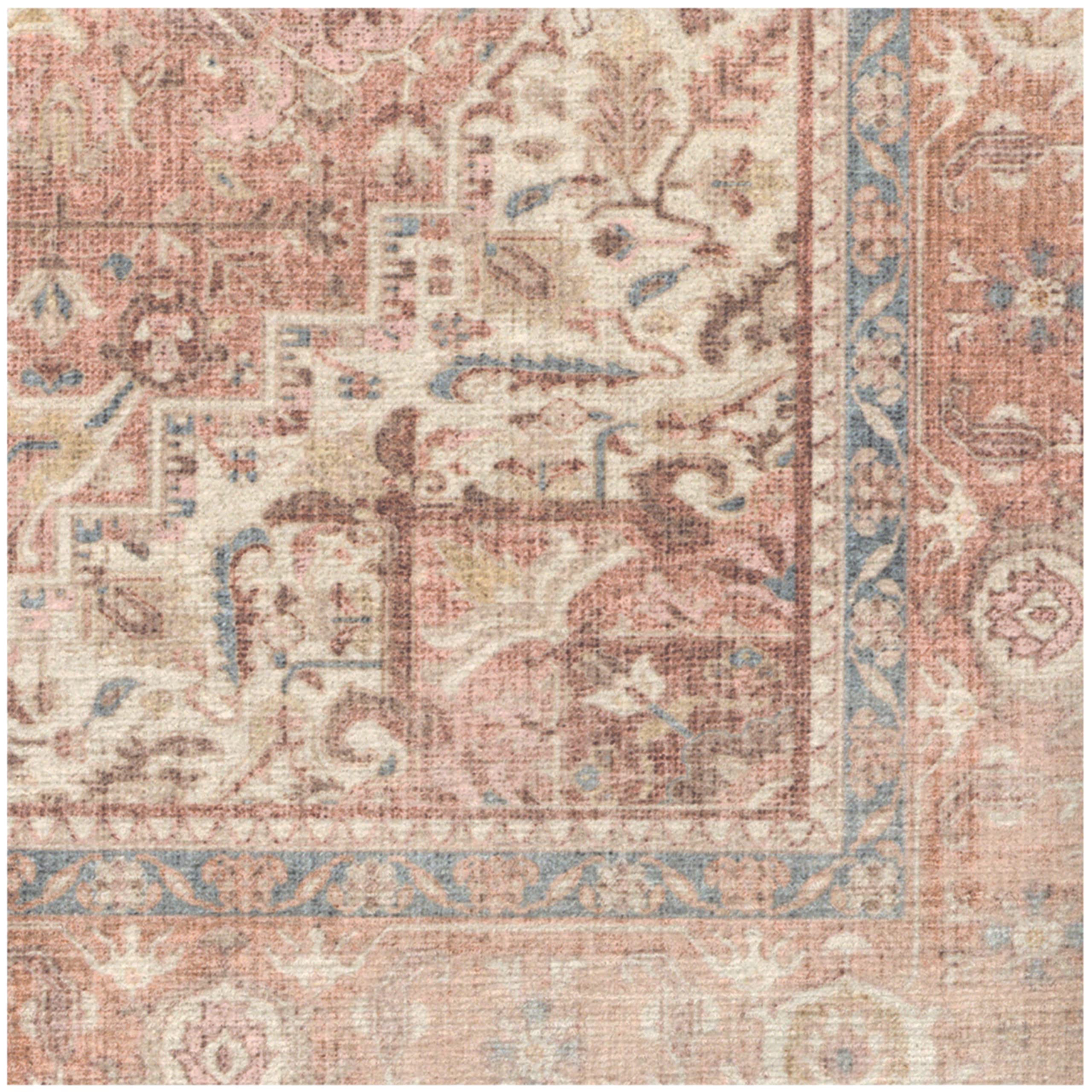 RUGGABLE Kamran Washable Rug - Perfect Vintage Area Rug for Living Room Bedroom Kitchen - Pet & Child Friendly - Stain & Water Resistant - Hazel 5&