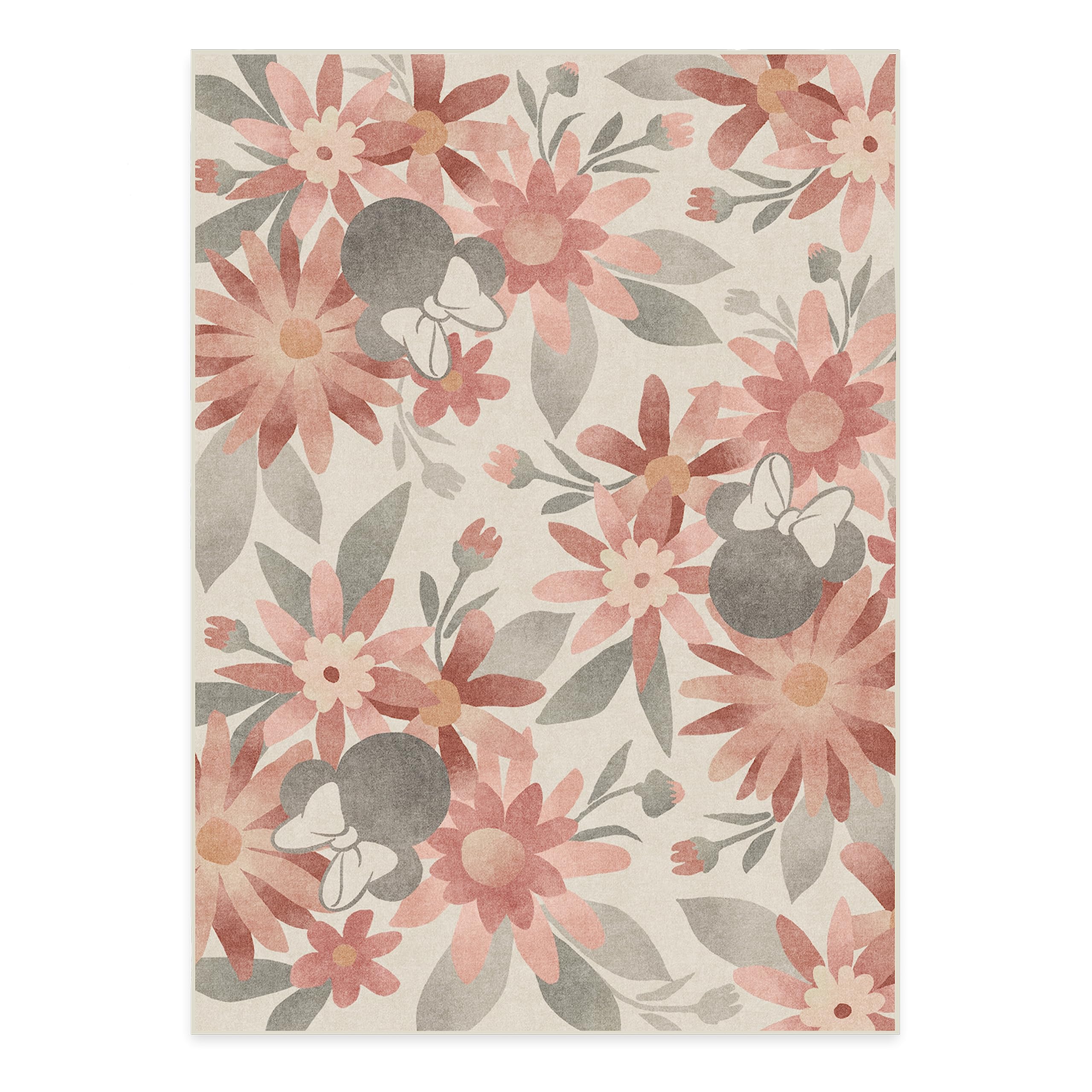 RUGGABLE Disney Classic Minnie Mouse Washable Rug - Perfect Area Rug for Nursery Playroom Kids Room - Pet & Child Friendly - Stain & Water Resistant - Trellis Pink 5&