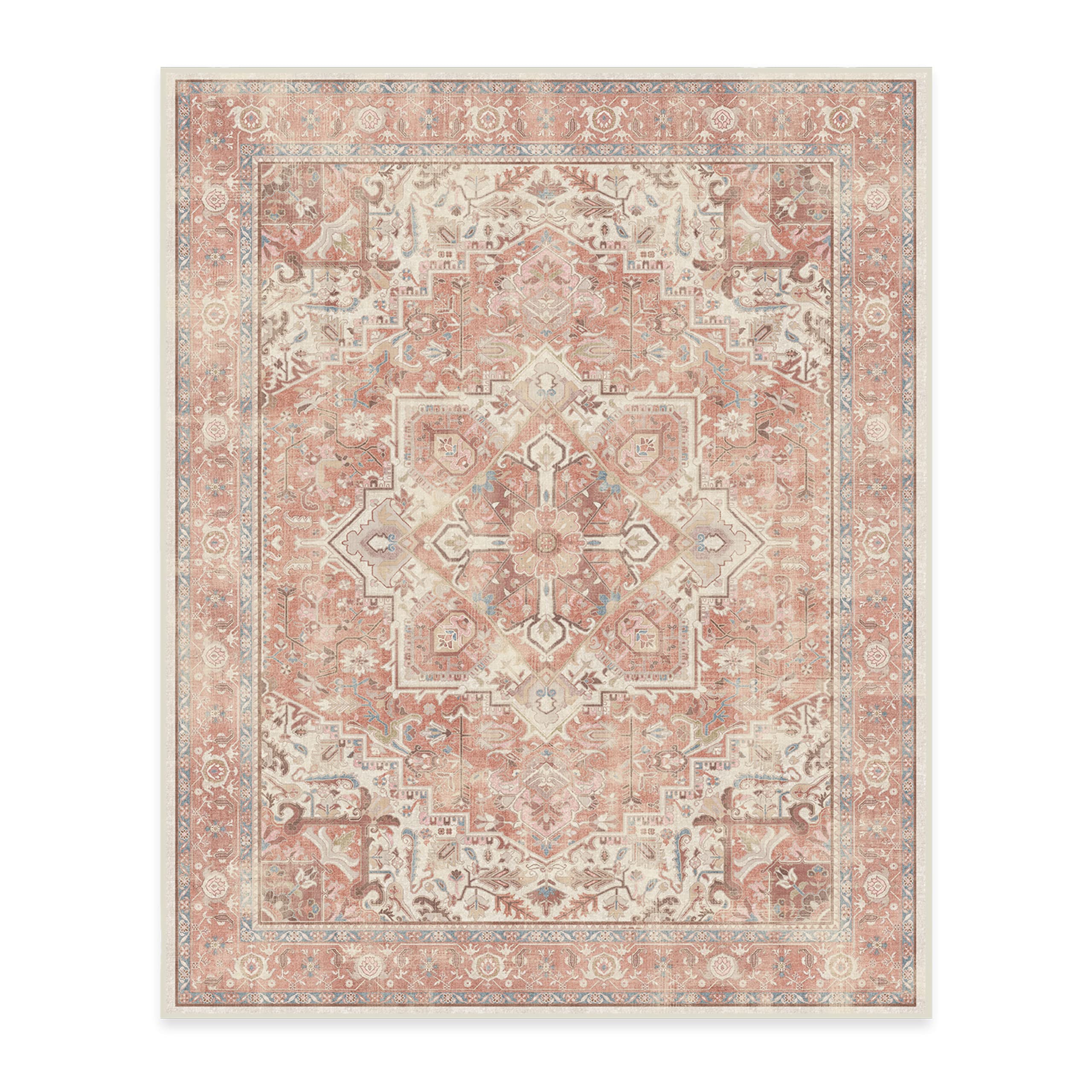 RUGGABLE Kamran Washable Rug - Perfect Vintage Area Rug for Living Room Bedroom Kitchen - Pet & Child Friendly - Stain & Water Resistant - Hazel 5&