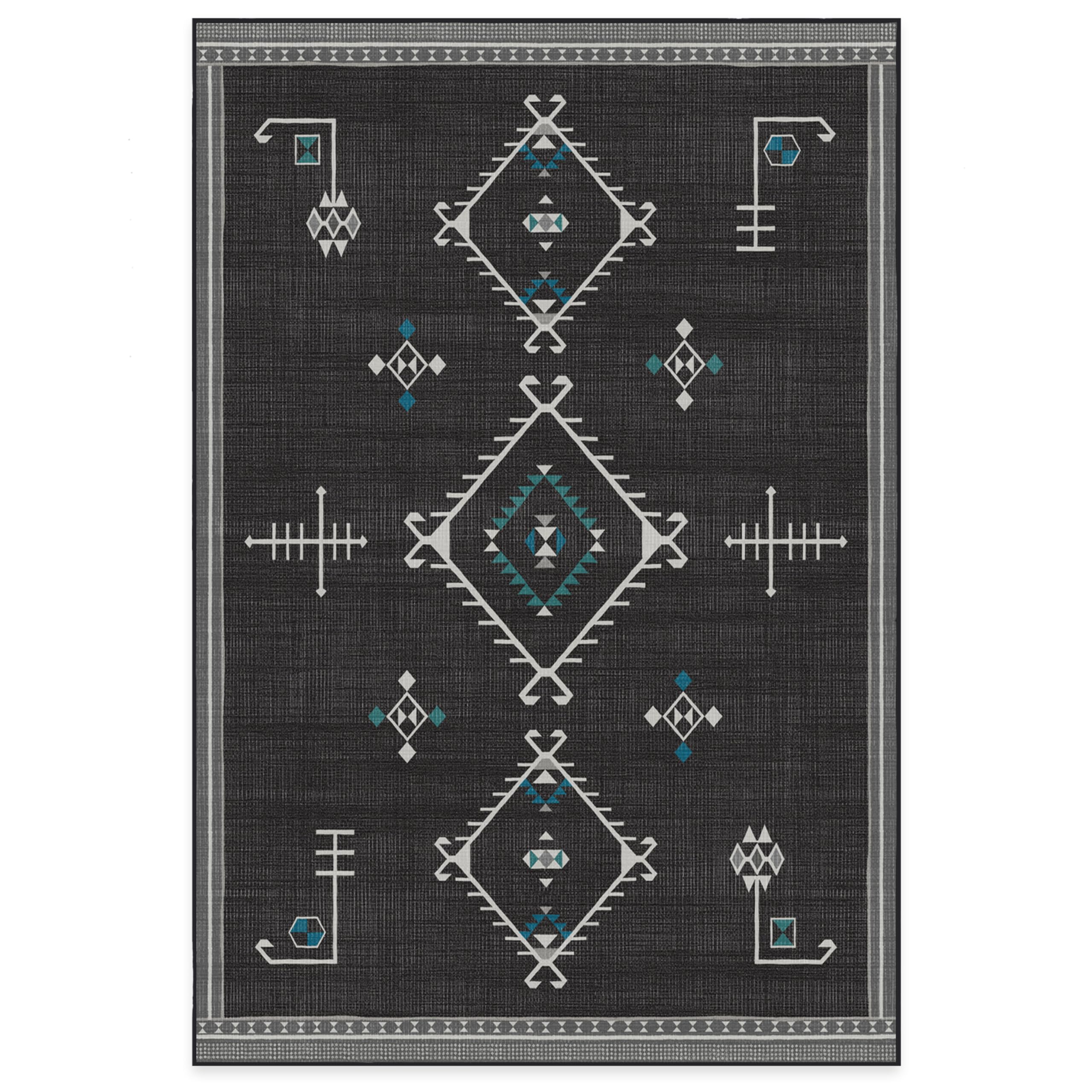 RUGGABLE Damali Runner Rug - Perfect Boho Washable Rug for Entryway Hallway Kitchen - Pet & Child Friendly - Non-Toxic - Stain & Water Resistant - Black & White 2.5&