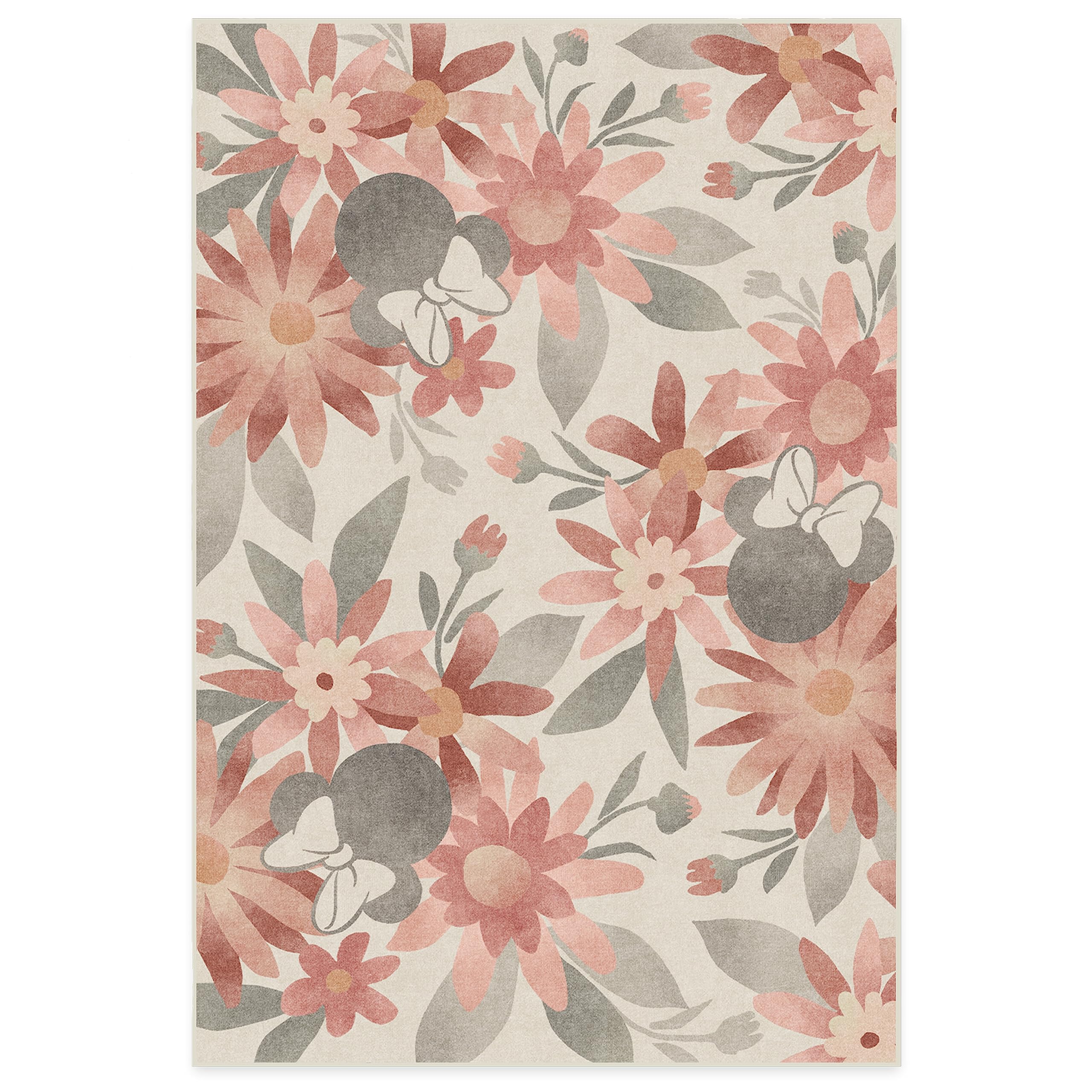 RUGGABLE Disney Classic Minnie Mouse Washable Rug - Perfect Area Rug for Nursery Playroom Kids Room - Pet & Child Friendly - Stain & Water Resistant - Trellis Pink 5&